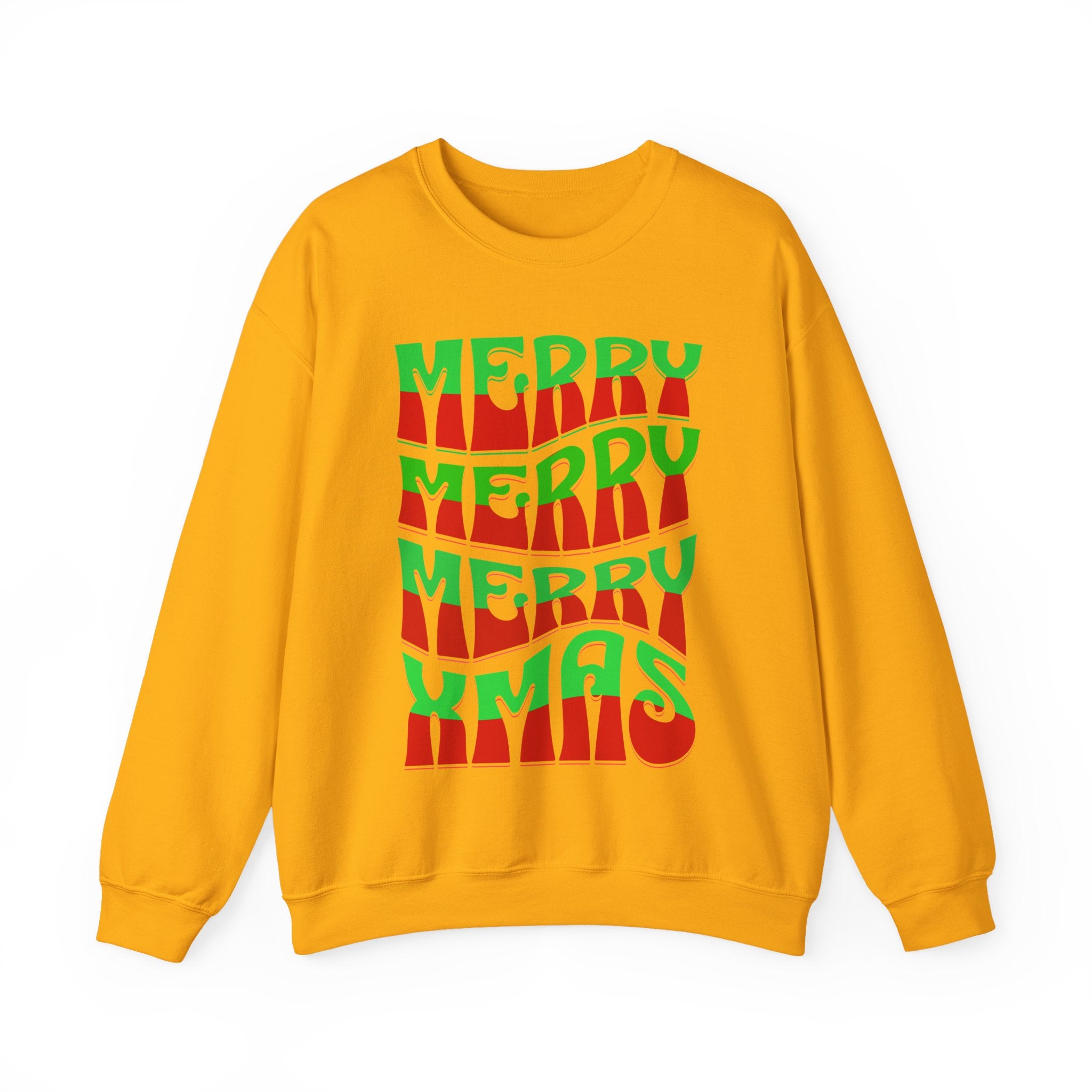 Christmas Crewneck Sweatshirt – Retro 'Merry Xmas' Red & Green Holiday Design