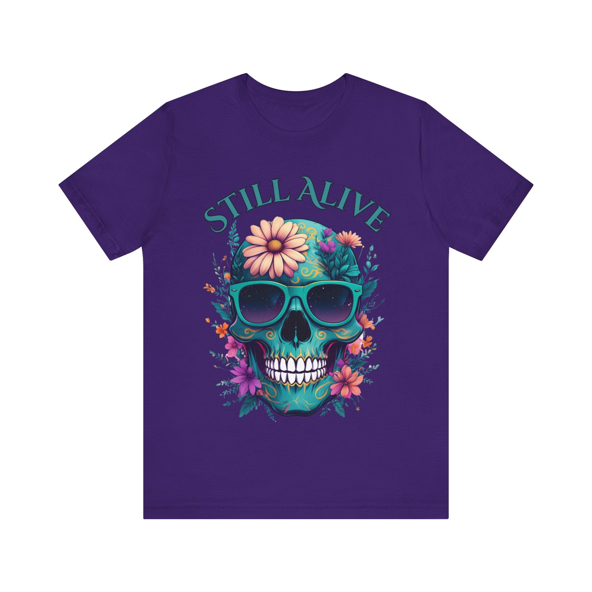 Skull Floral Graphic Tee - 'Still Alive' Unisex Jersey Shirt