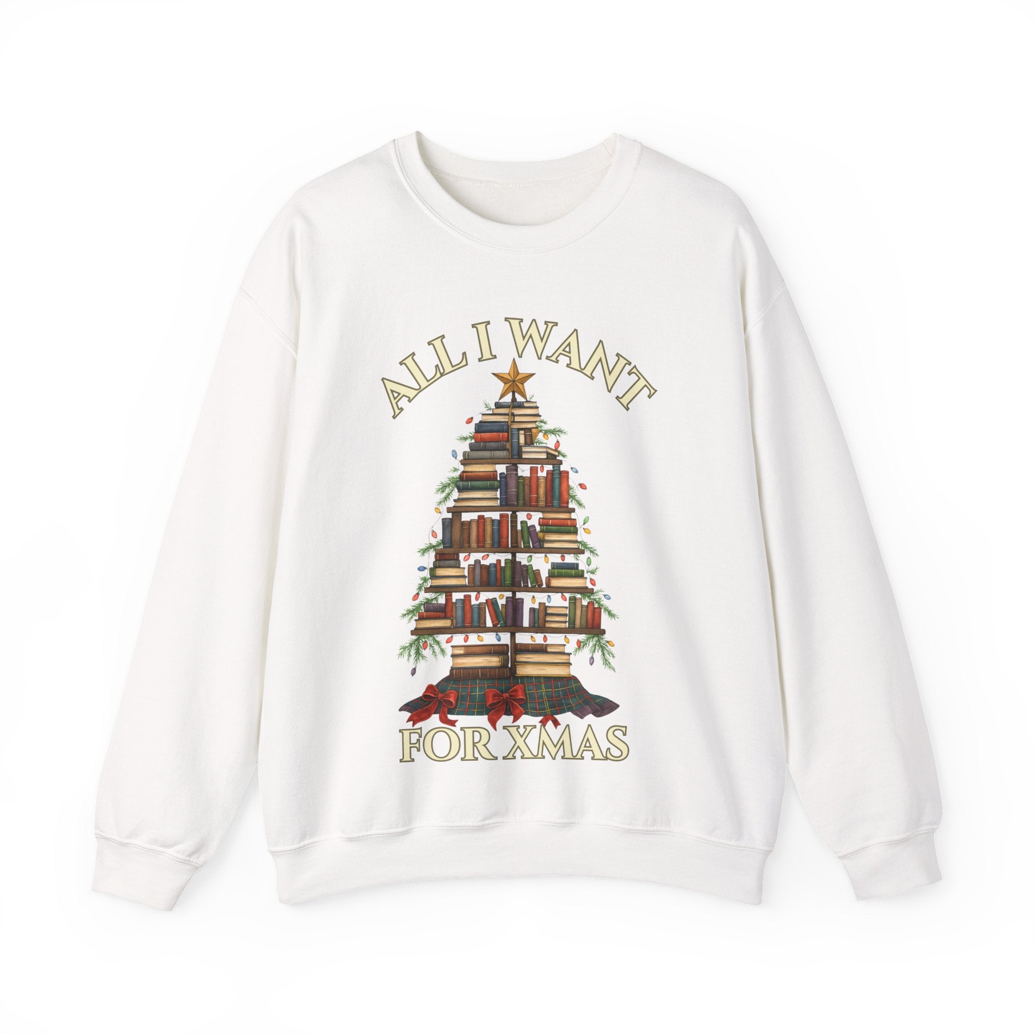 Christmas Book Lover Crewneck Sweatshirt - 'All I Want for XMAS'