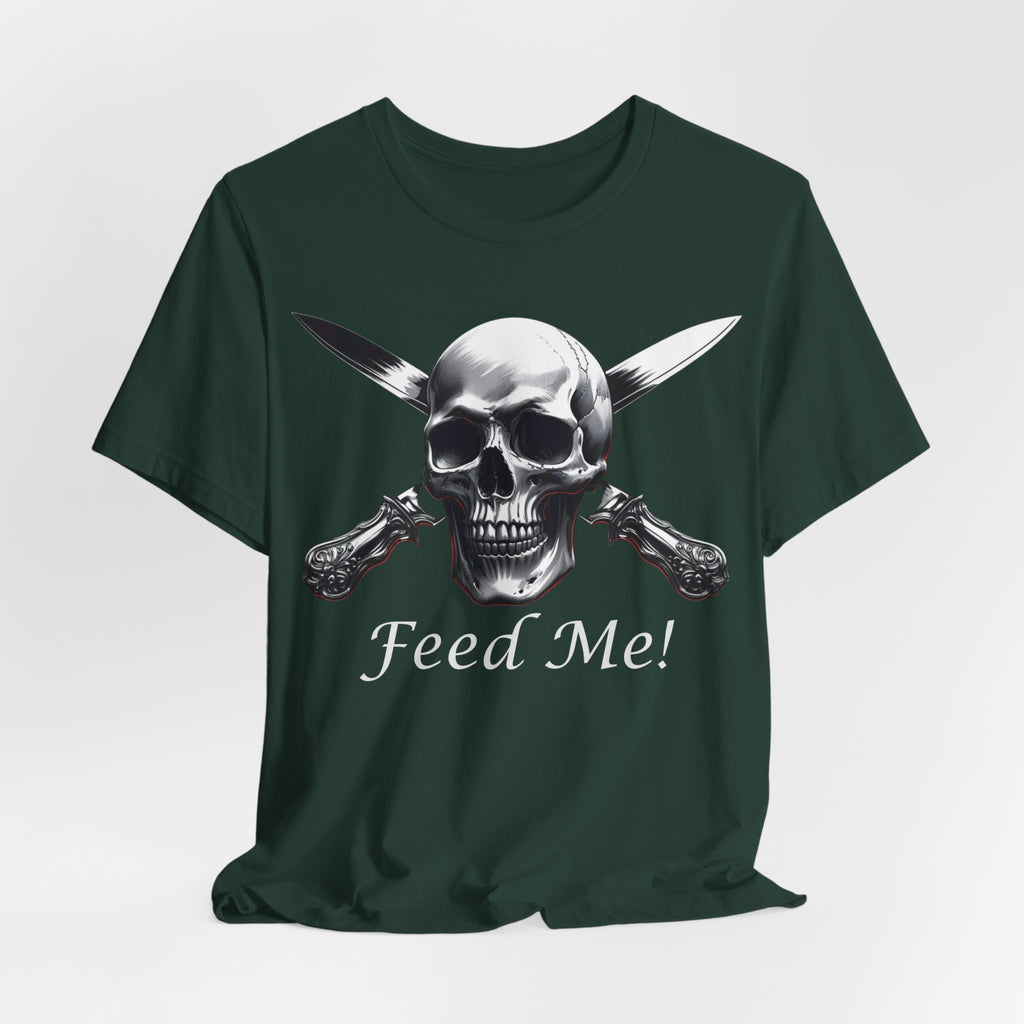 Skull Feed Me Tee, Edgy Graphic T-Shirt, Humour, Punk Fashion Shirt, Unisex Casual Wear