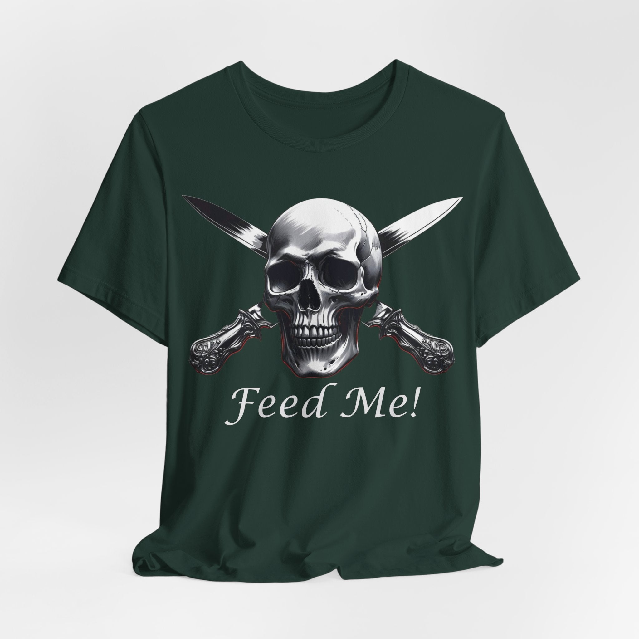 Skull Feed Me Tee, Edgy Graphic T-Shirt, Humour, Punk Fashion Shirt, Unisex Casual Wear
