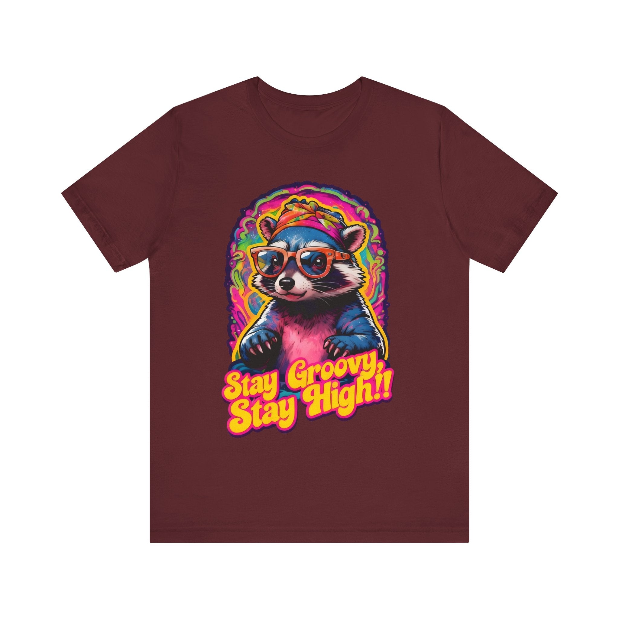 Stay Groovy Raccoon Tee - Unisex Jersey Short Sleeve T-Shirt