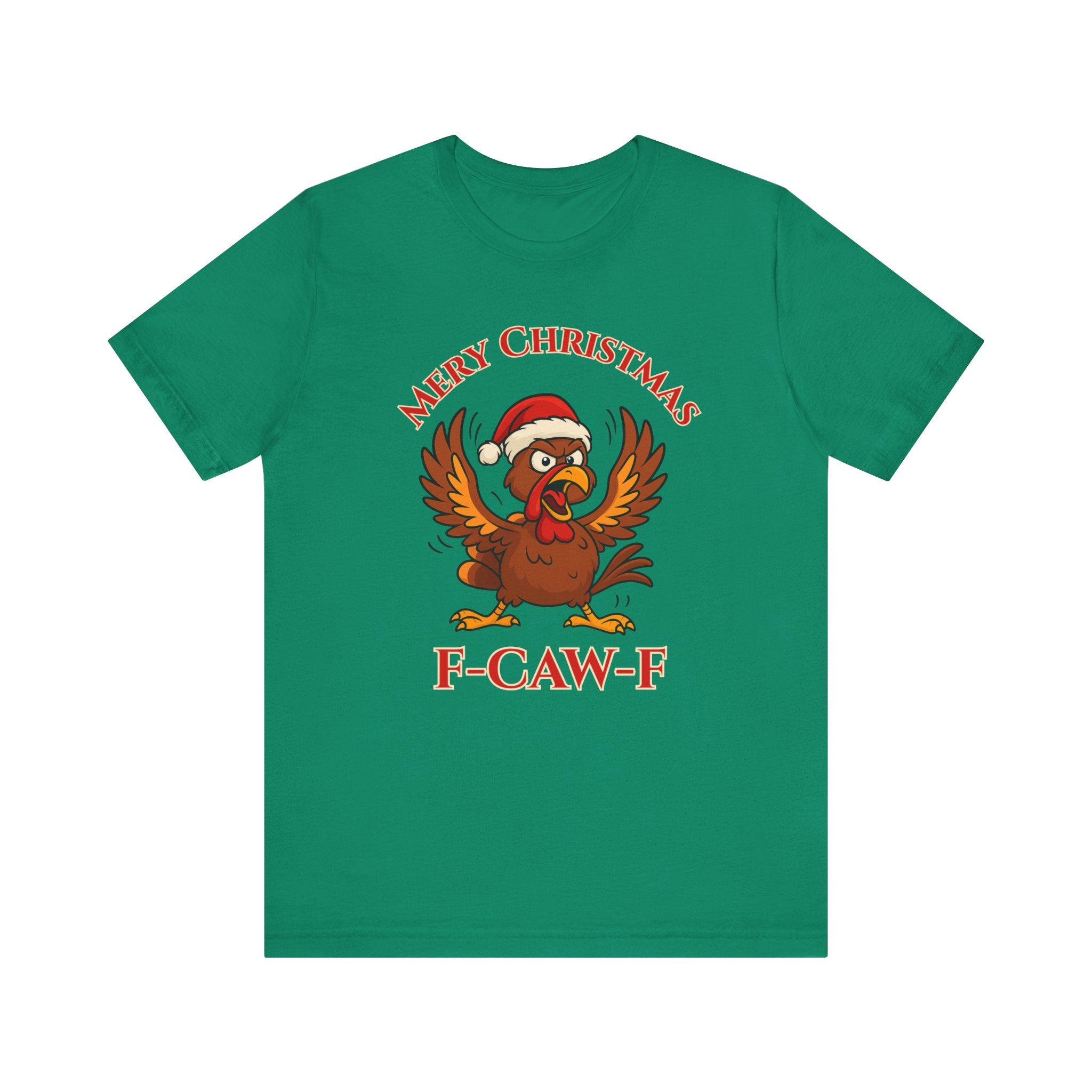 Funny Christmas Turkey Tee - "F-CAW-F" Unisex Short Sleeve T-Shirt