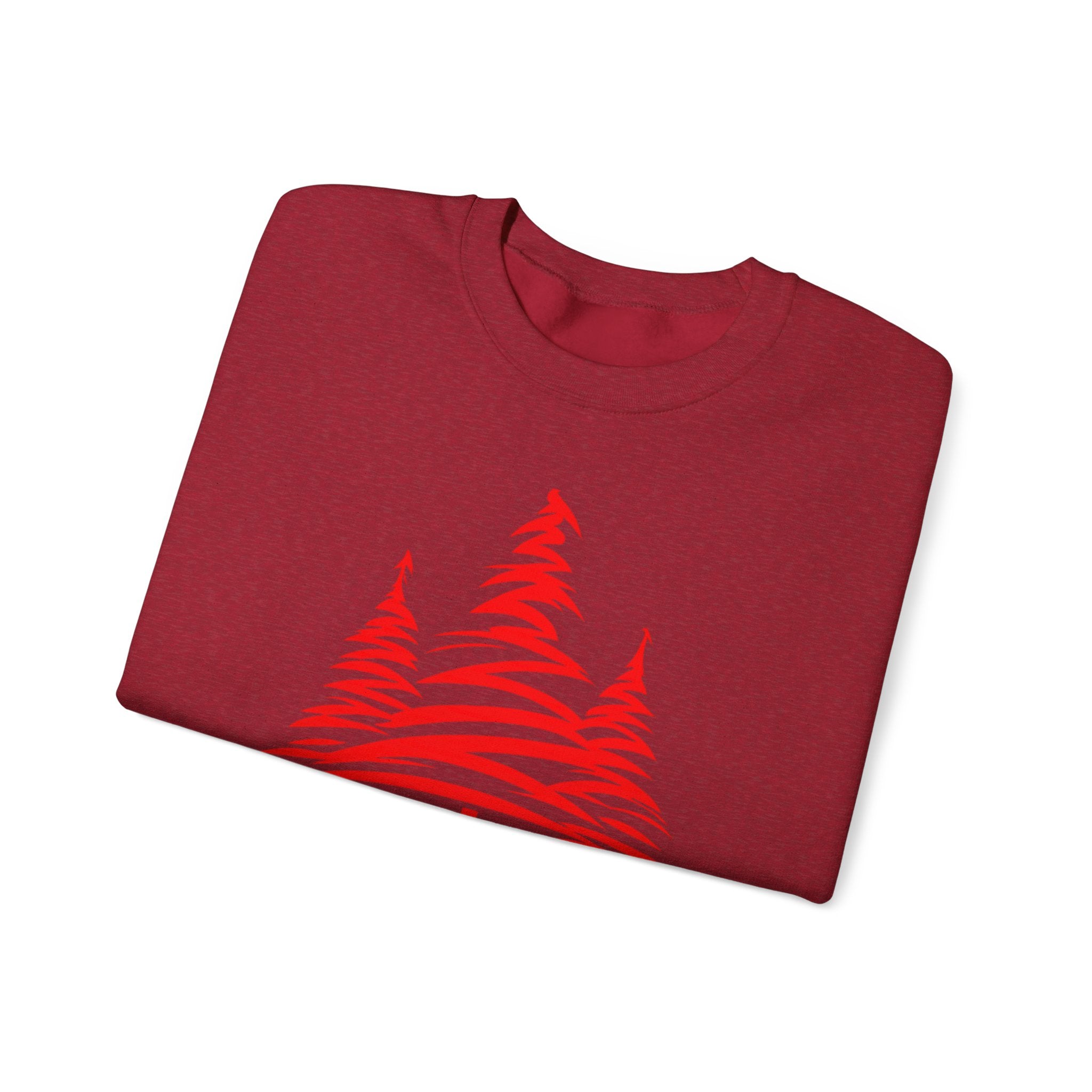 Merry Christmas Crewneck Sweatshirt — Red Tree Holiday Sweatshirt