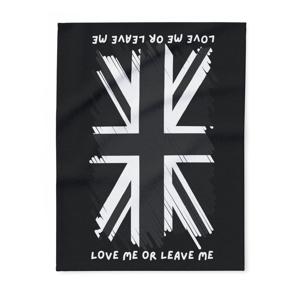 Cozy British Flag Blanket, Love Me or Leave Me Fleece Throw, Perfect for Home Decor, Gift for Him, Sheepskin for Chill Nights