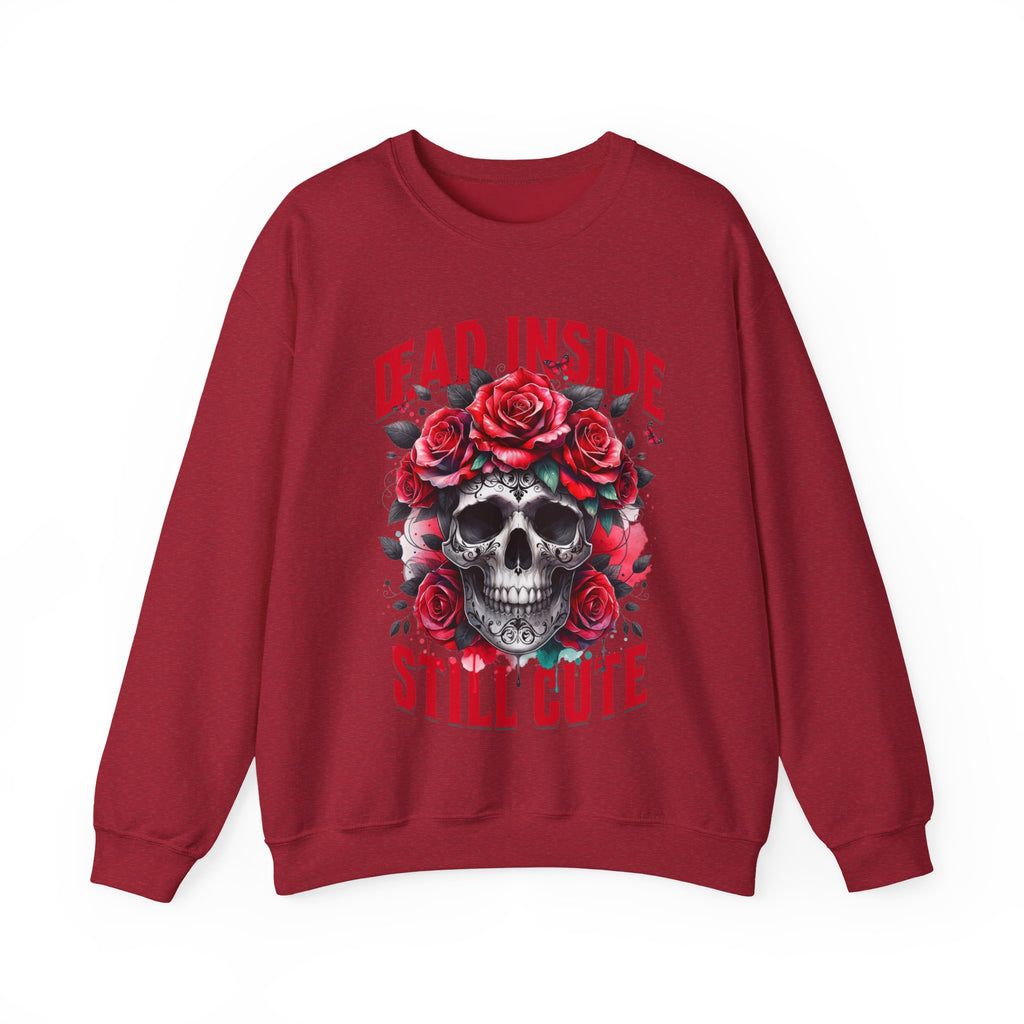 Dead Inside Still Cute Sweatshirt – Gothic Skull Rose Sweater, Dark Feminine Aesthetic Clothing, Alternative Cute Goth Pullover, Funny Goth Gift