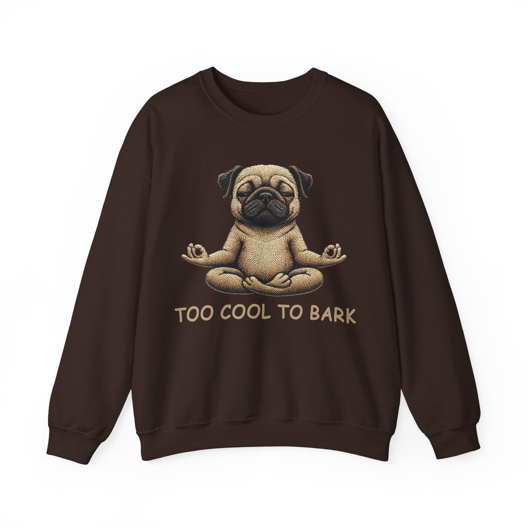 Pug Yoga Sweatshirt – "Too Cool to Bark" Cozy Crewneck