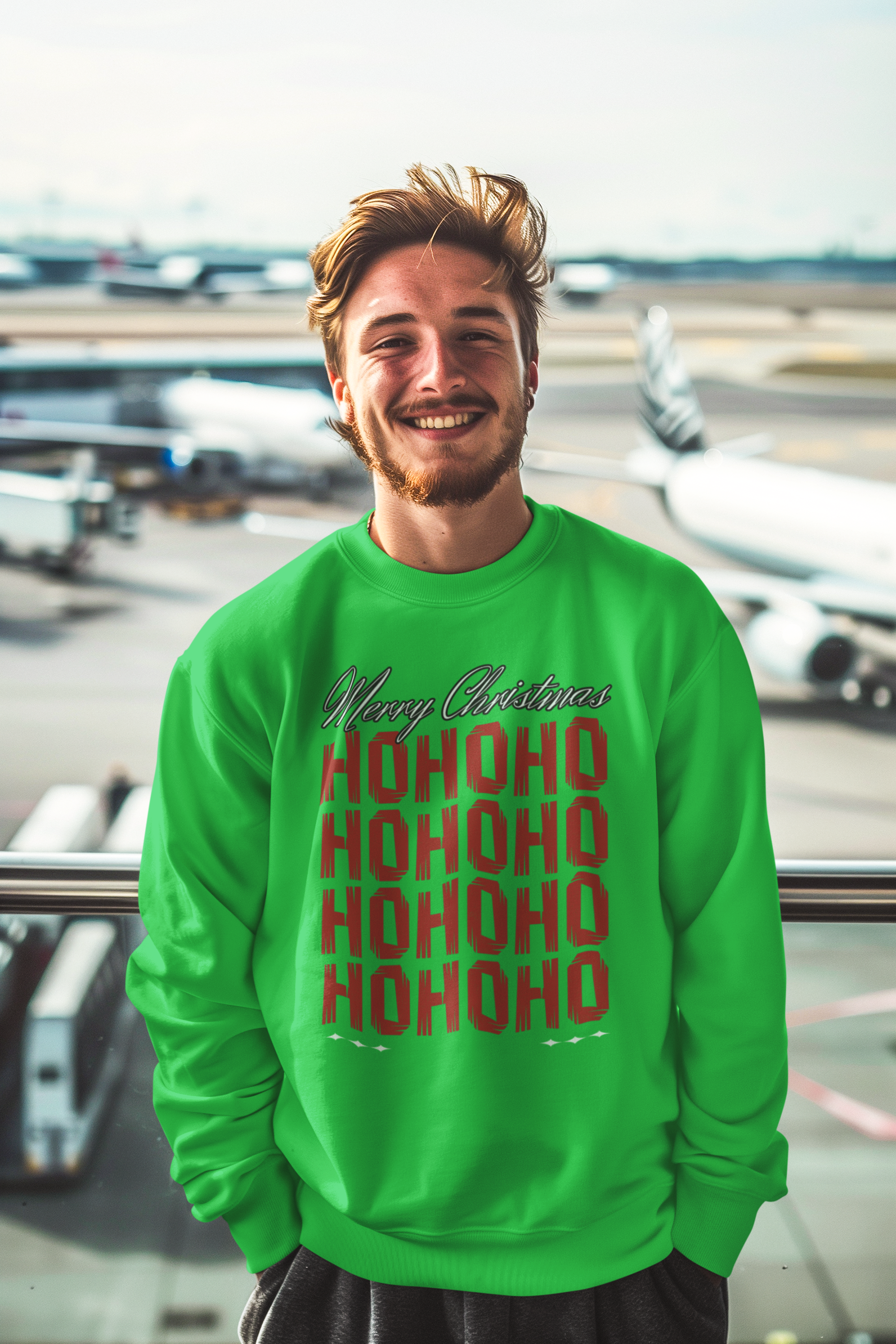 Christmas 'HO HO HO' Crewneck Sweatshirt – Merry Christmas Plaid Holiday Sweater