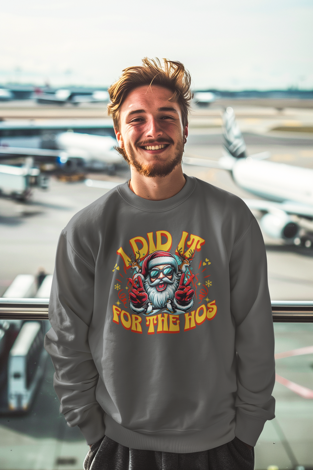 Festive Crewneck Sweatshirt - "I Did It for the Ho's"