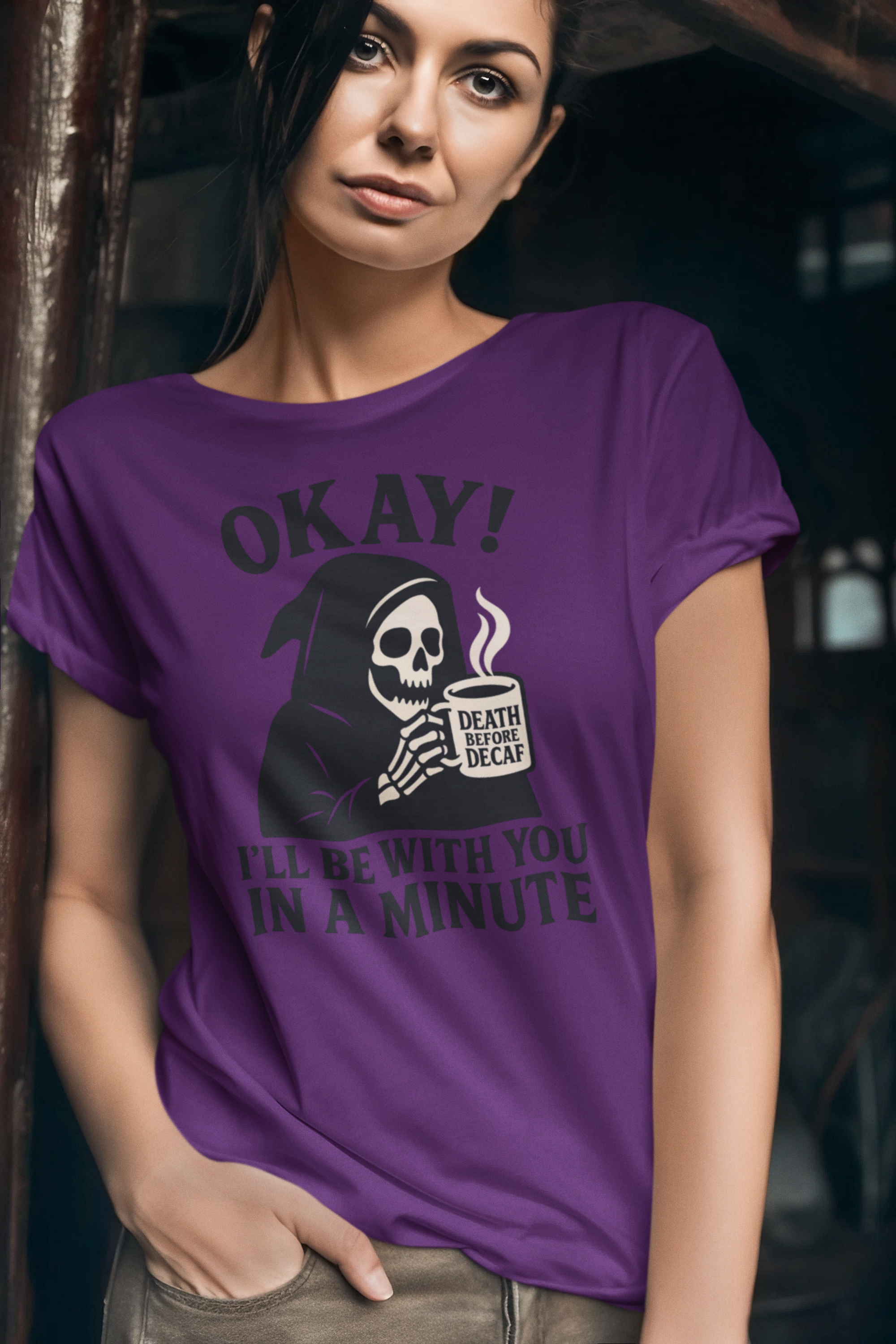 Funny Grim Reaper T-Shirt, Unisex Heavy Cotton Tee for Halloween, Gift for Friends, Skull Design, Quirky Casual Wear