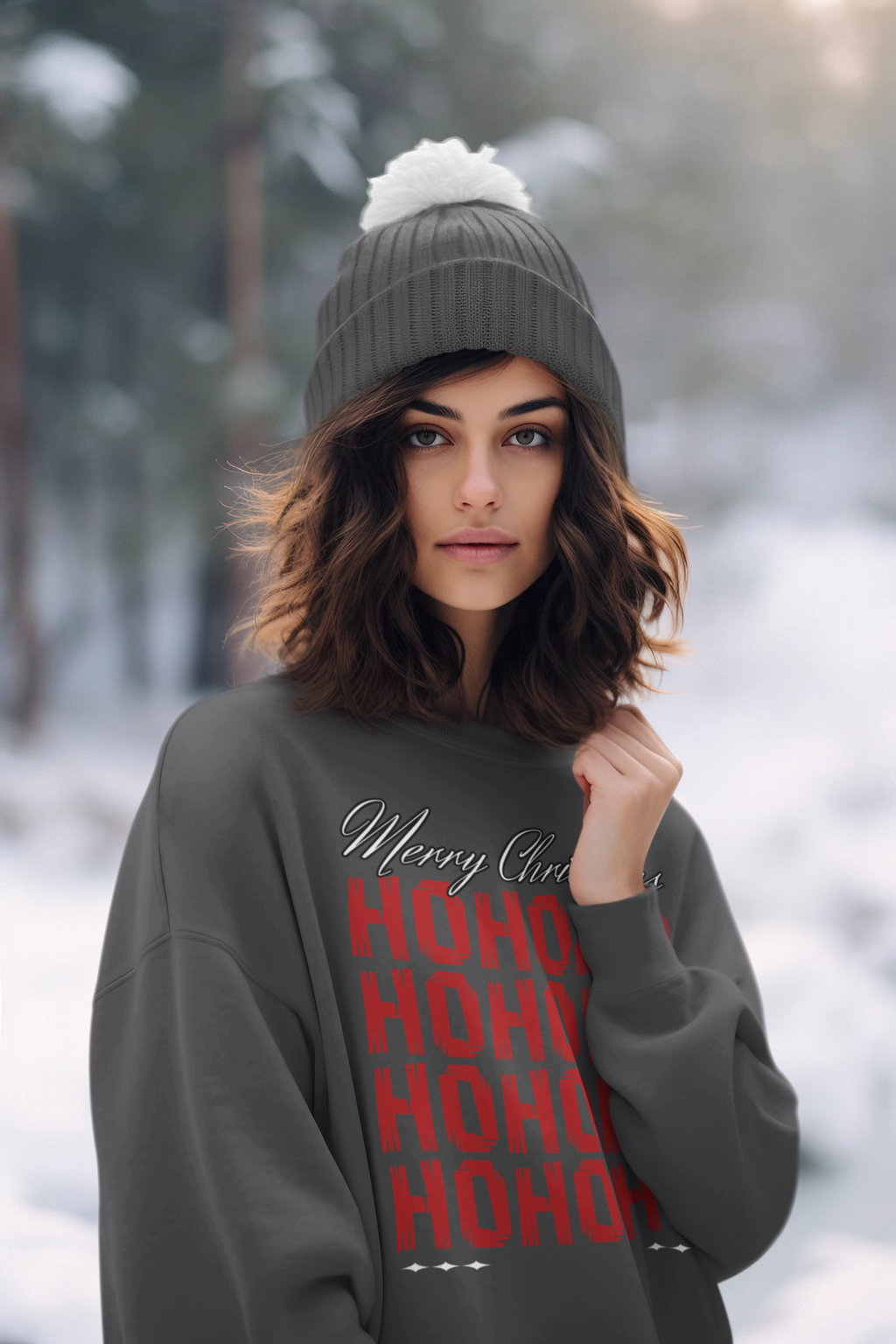 Christmas 'HO HO HO' Crewneck Sweatshirt – Merry Christmas Plaid Holiday Sweater