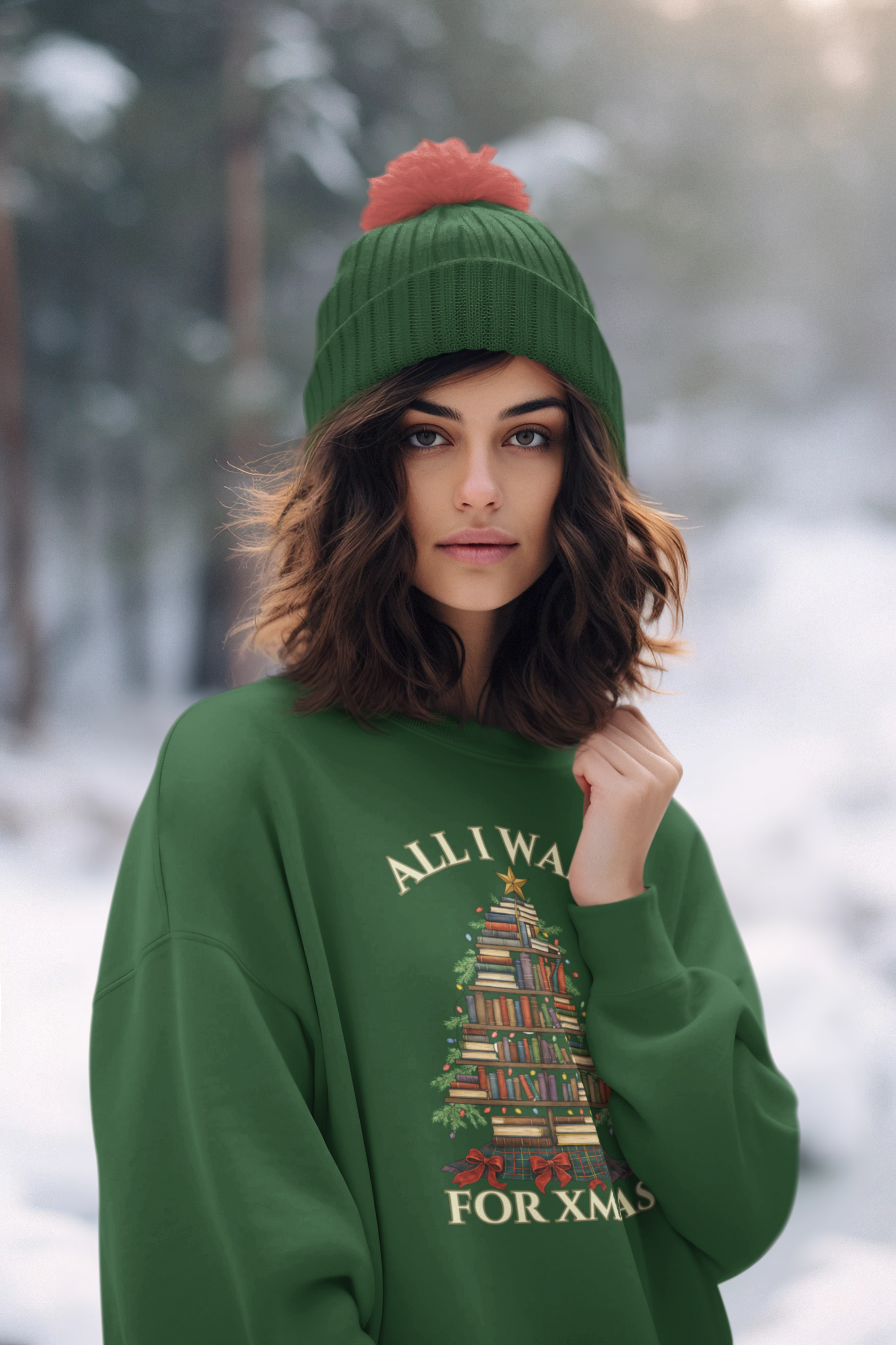 Christmas Book Lover Crewneck Sweatshirt - 'All I Want for XMAS'