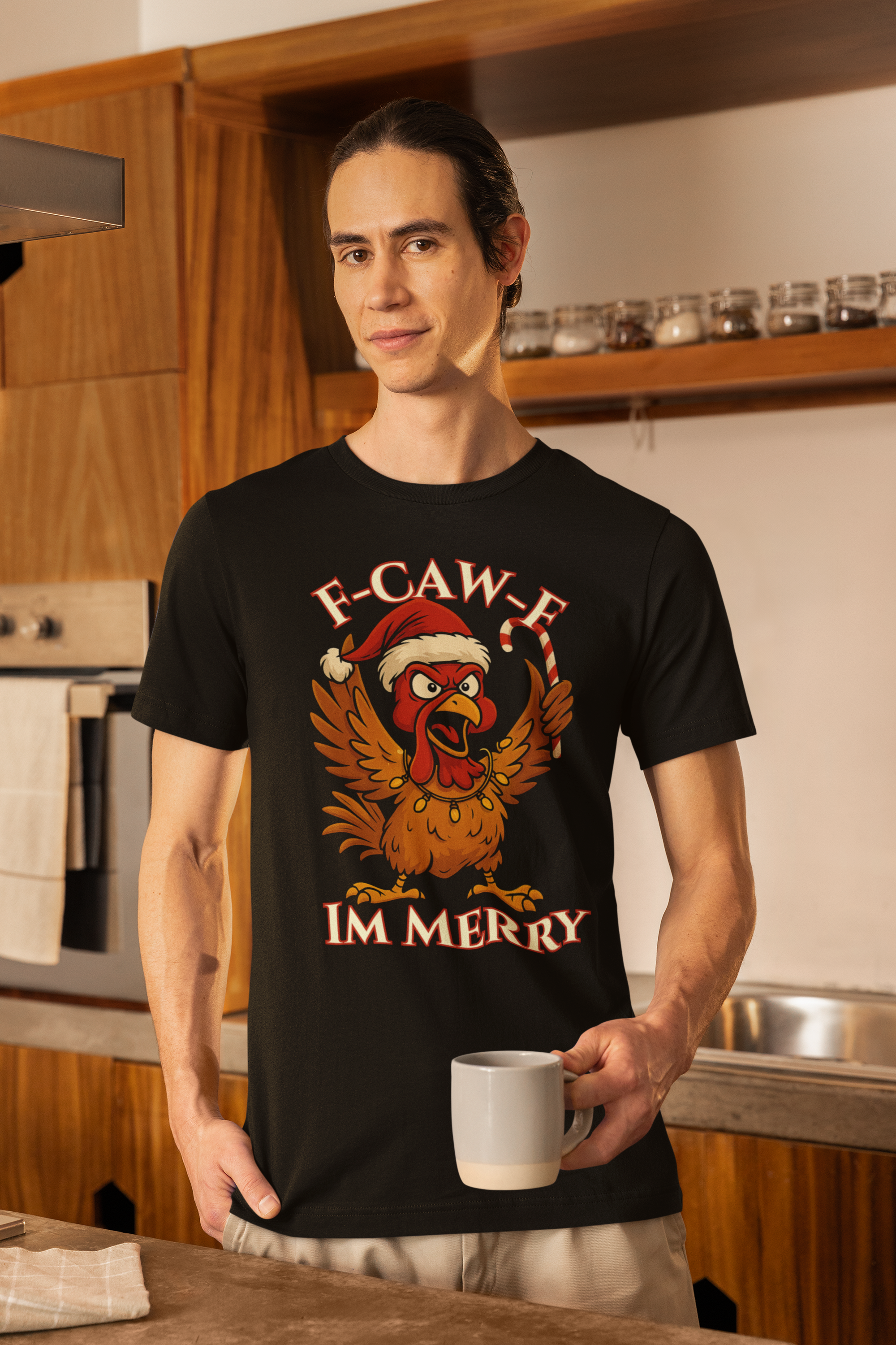 Festive Funny Christmas Tee - "F-Caw-E, I'm Merry"