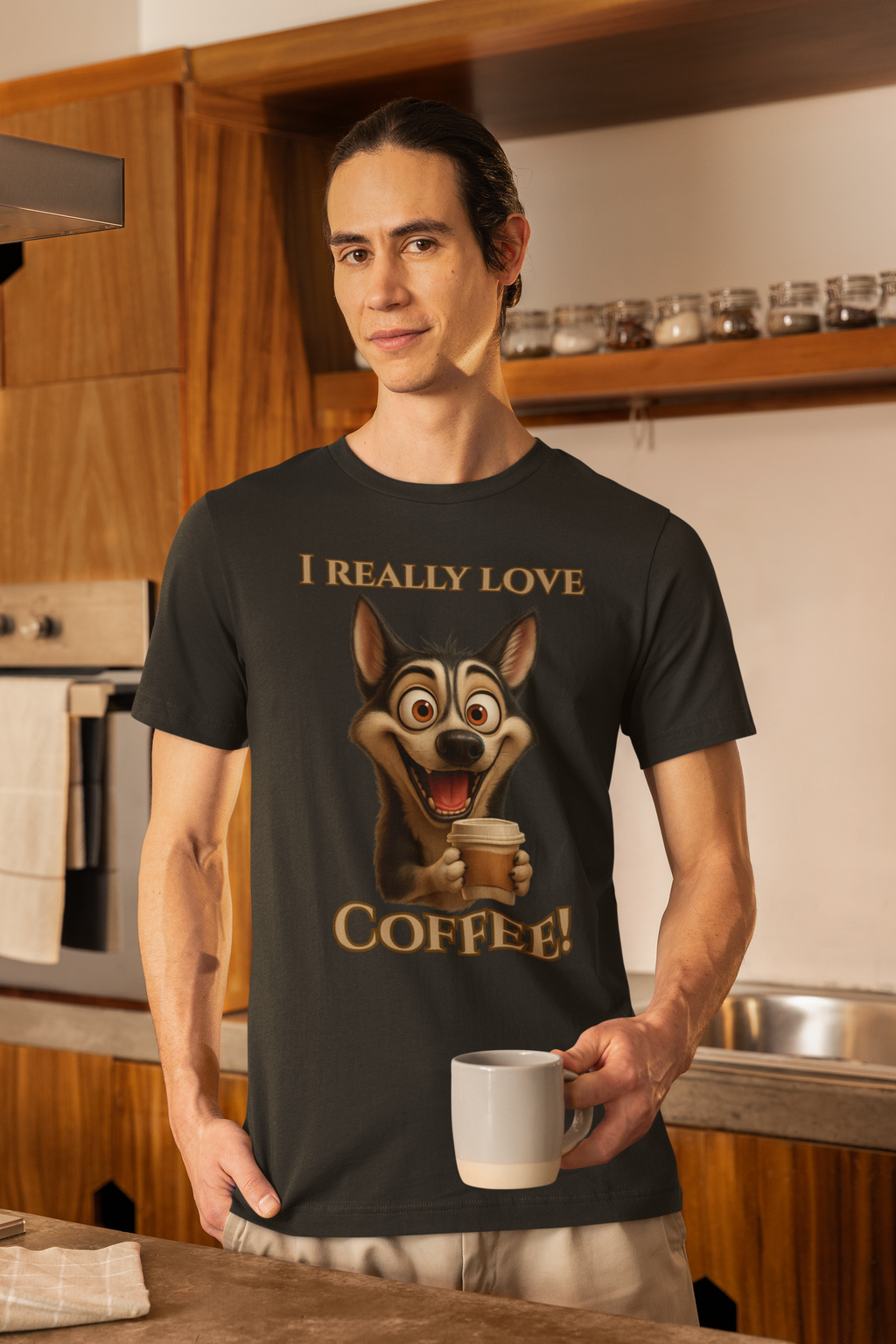 Coffee-Loving Dog Unisex Tee