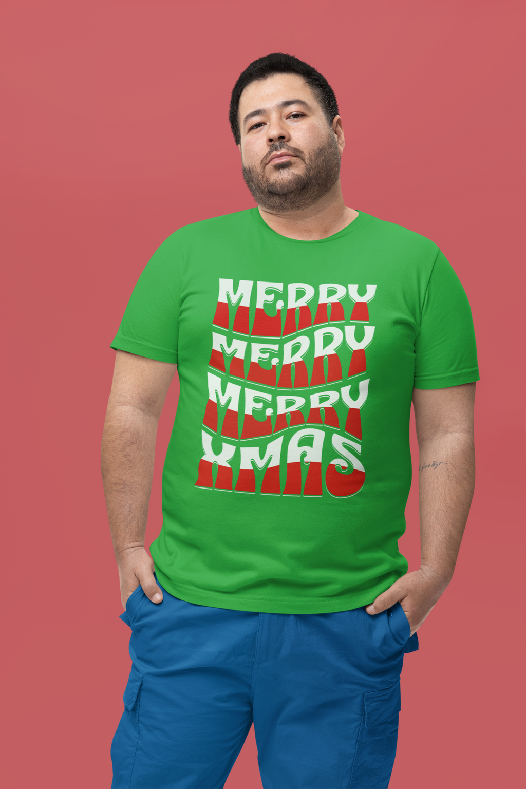 Merry Christmas Retro Wave Tee — Retro Holiday Graphic T-Shirt