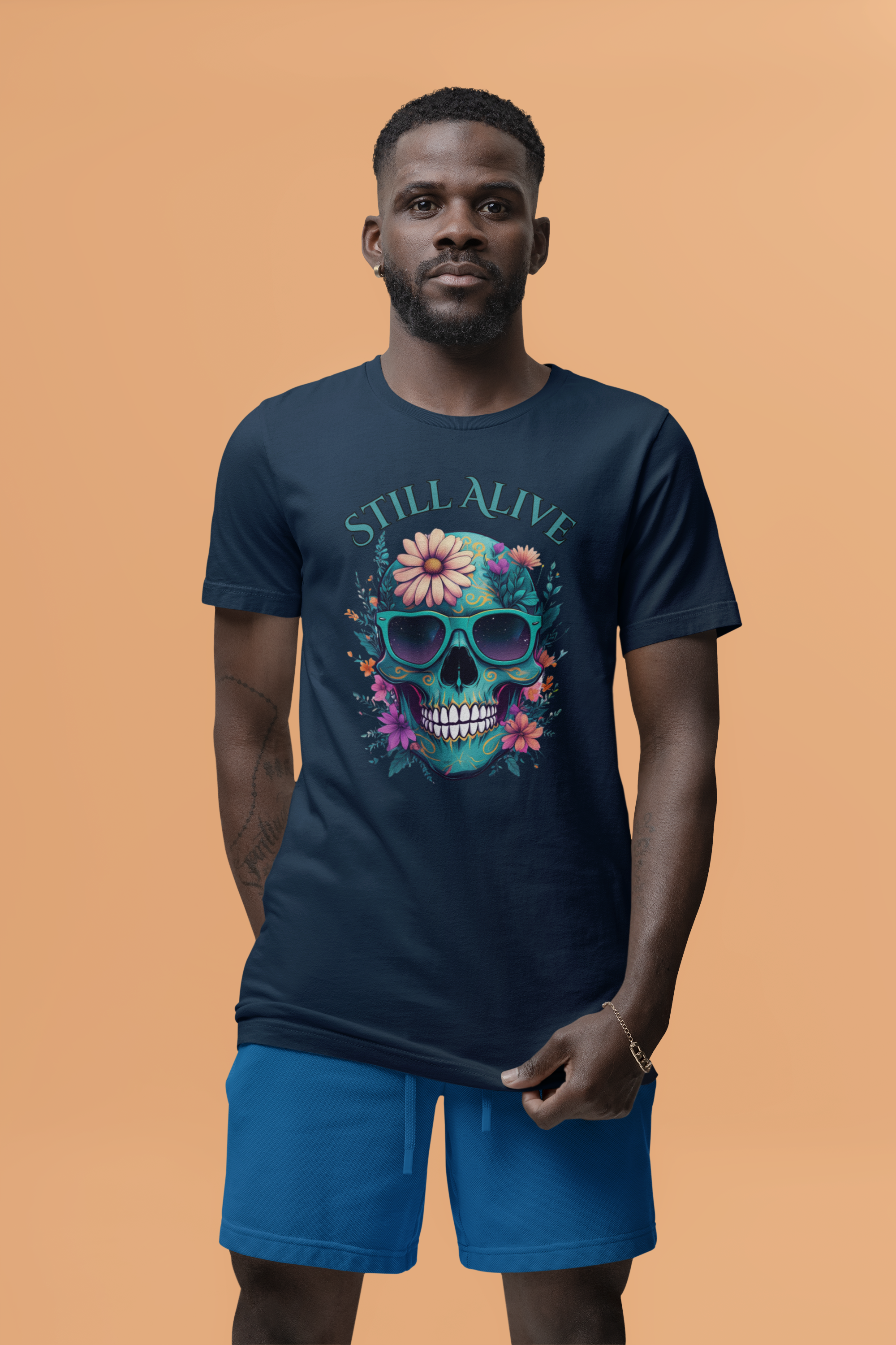 Skull Floral Graphic Tee - 'Still Alive' Unisex Jersey Shirt