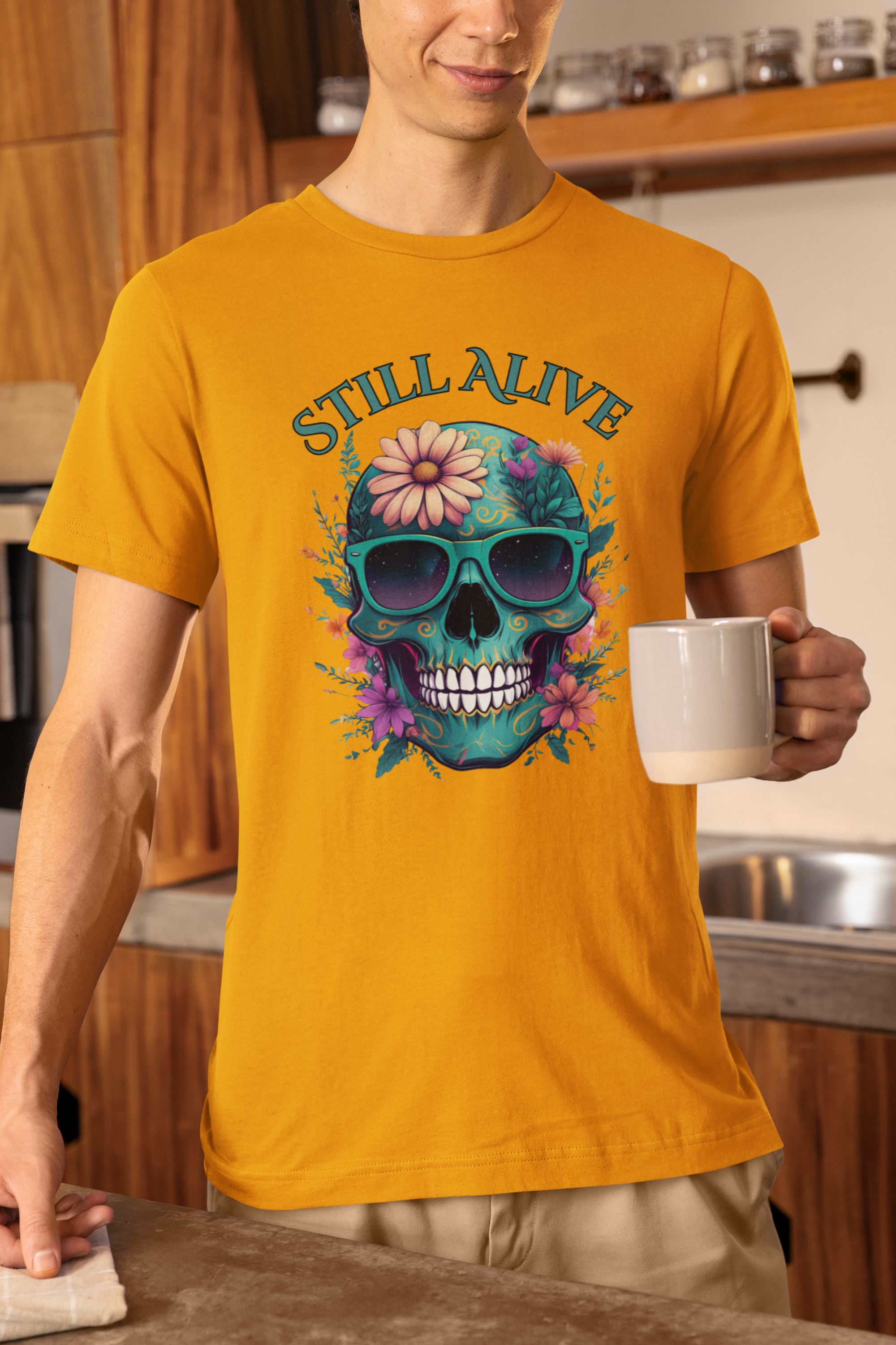 Skull Floral Graphic Tee - 'Still Alive' Unisex Jersey Shirt