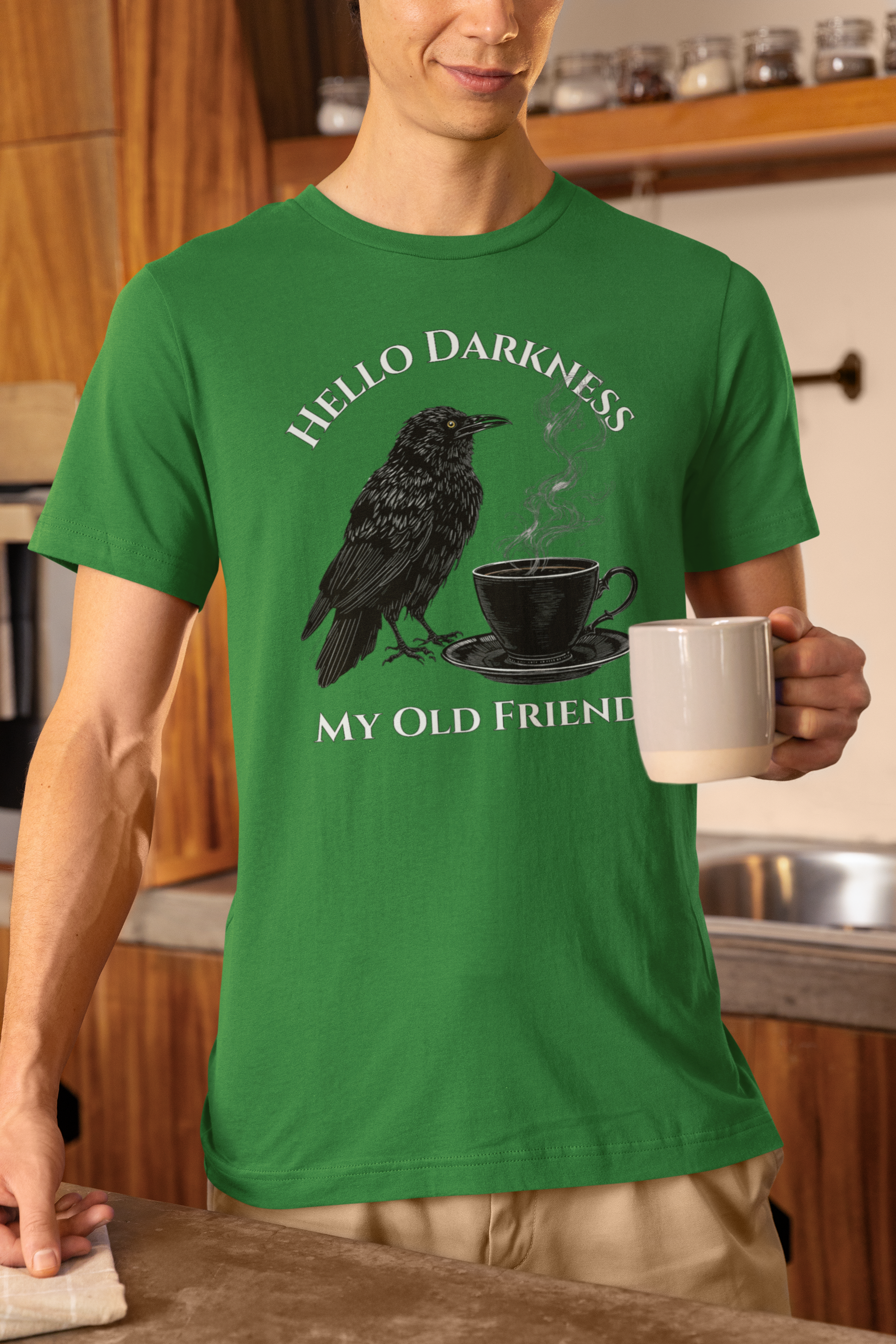 Hello Darkness My Old Friend Raven Coffee T‑Shirt