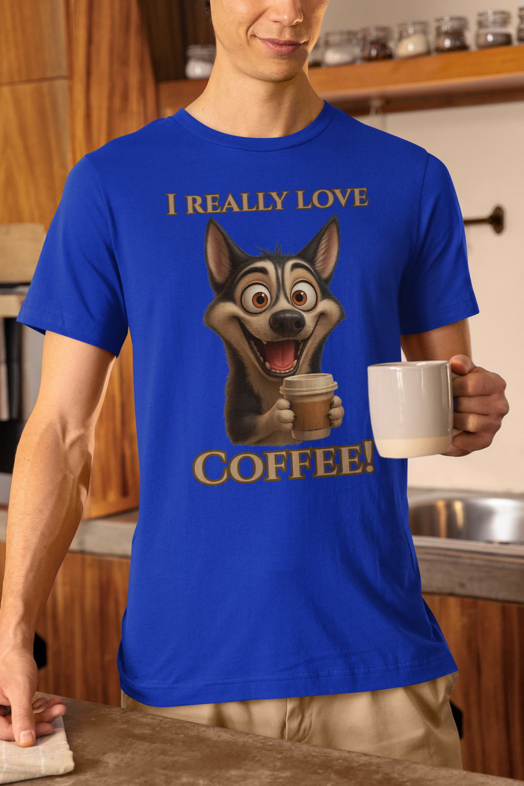 Coffee-Loving Dog Unisex Tee