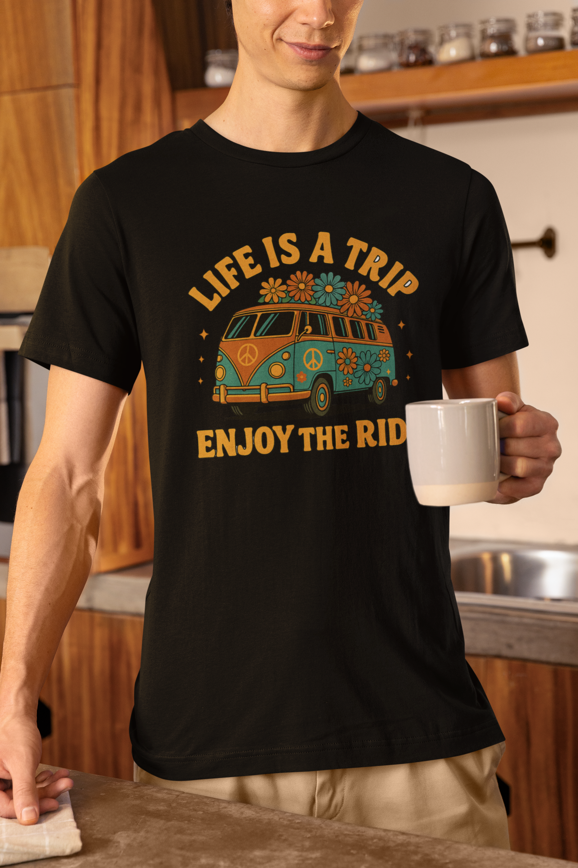 Retro Peace Van T-Shirt - "Life is a Trip, Enjoy the Ride"