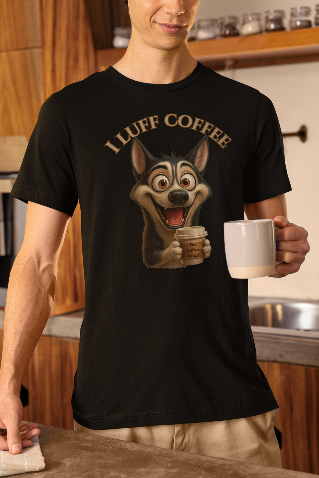 Funny Coffee Lover Tee | I Luff Coffee Unisex Jersey Short Sleeve T-Shirt