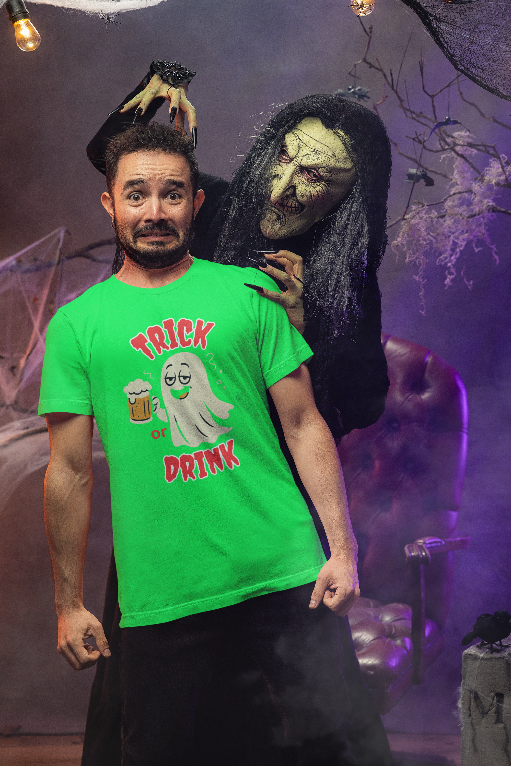 Halloween Ghost Tee - Trick or Drink Unisex Heavy Cotton T-Shirt, Funny Halloween Shirt, Halloween Party Wear, Ghost Lover Tee