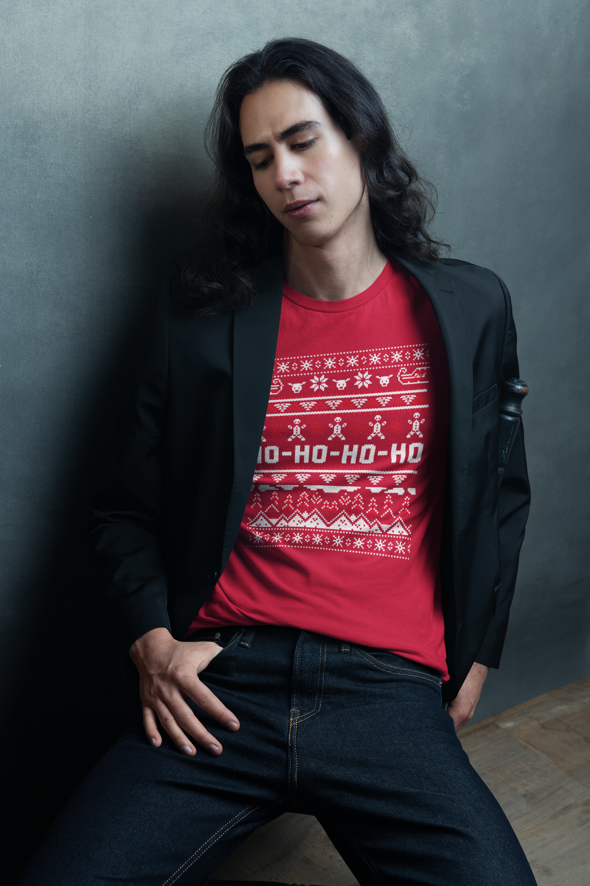 Ho-Ho-Ho Holiday Tee — Festive Christmas Sweater Print Shirt