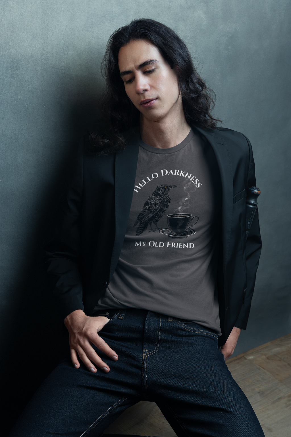 Hello Darkness My Old Friend Raven Coffee T‑Shirt