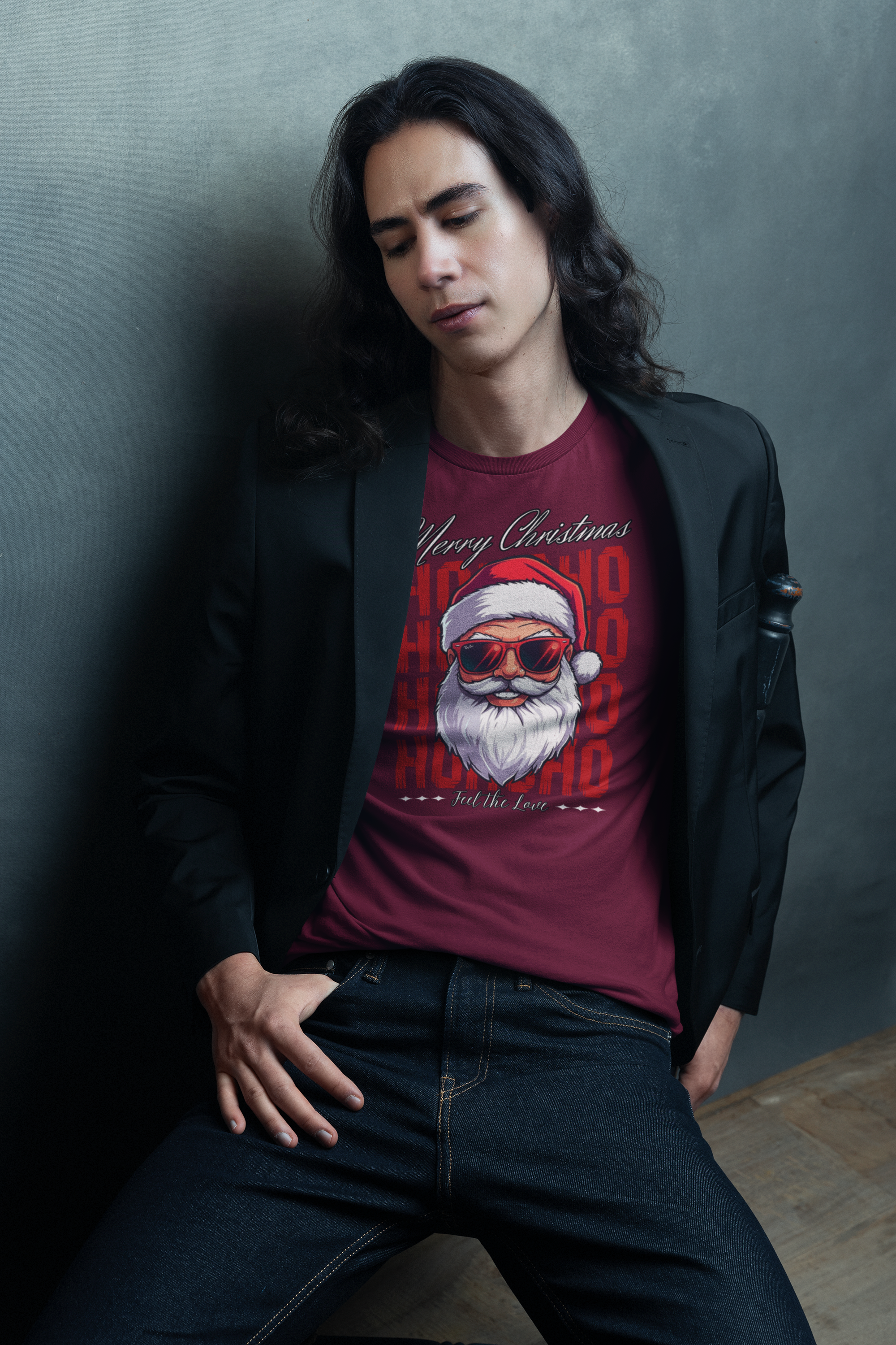 Ho Ho Ho Santa Sunglasses Christmas Tee — "Merry Christmas" Graphic Shirt