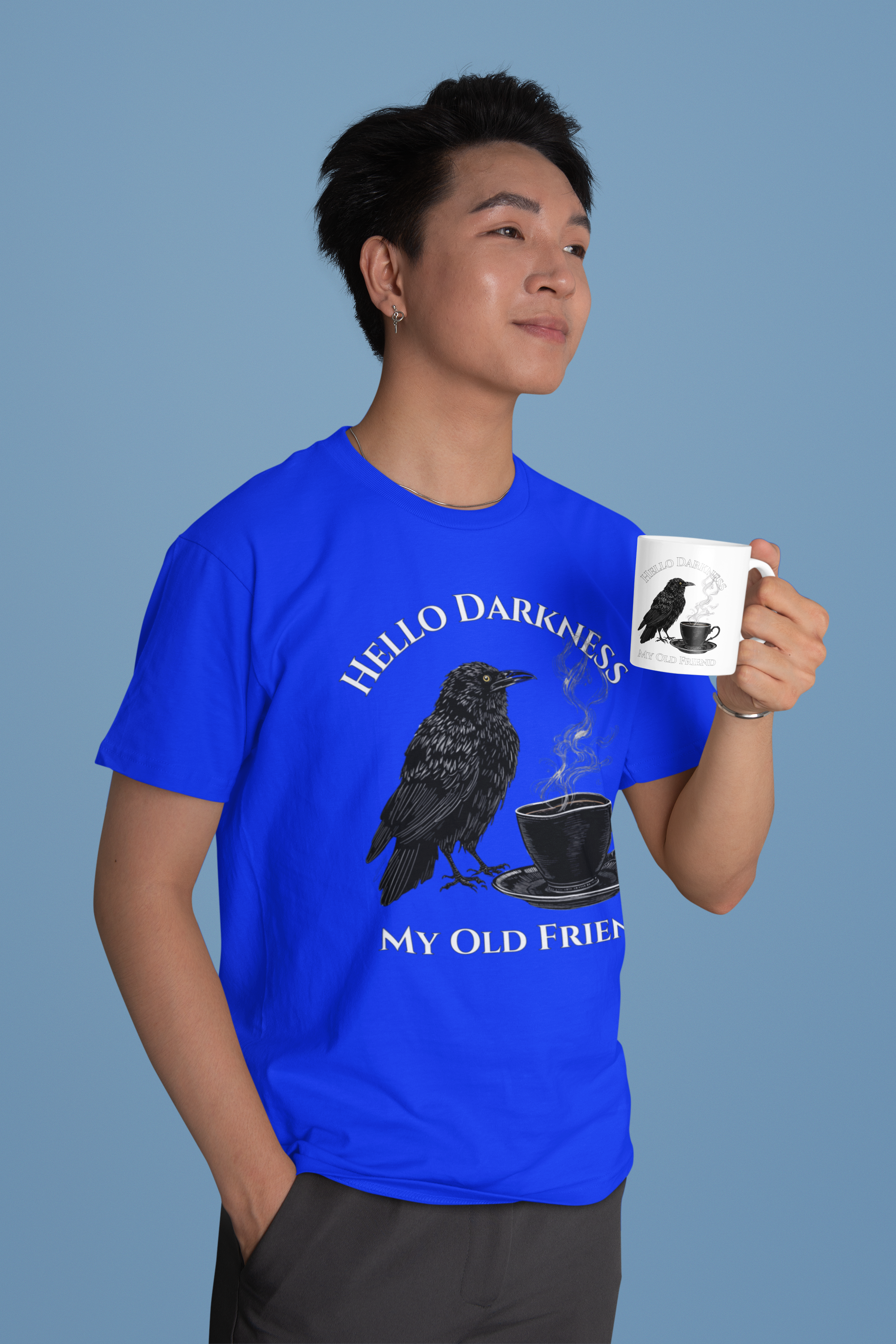 Hello Darkness My Old Friend Raven Coffee T‑Shirt