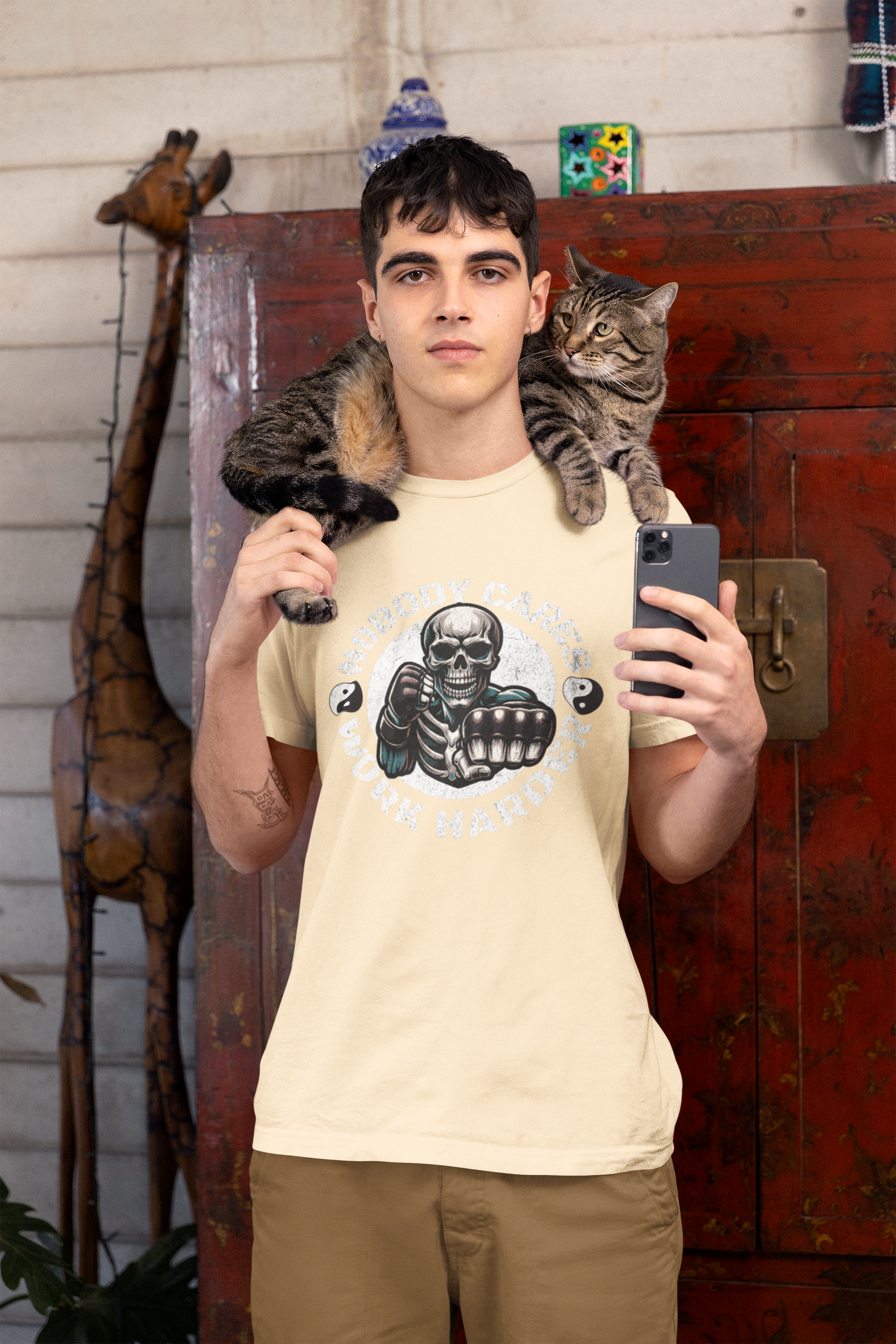 Nobody Cares Work Harder Skull T-Shirt