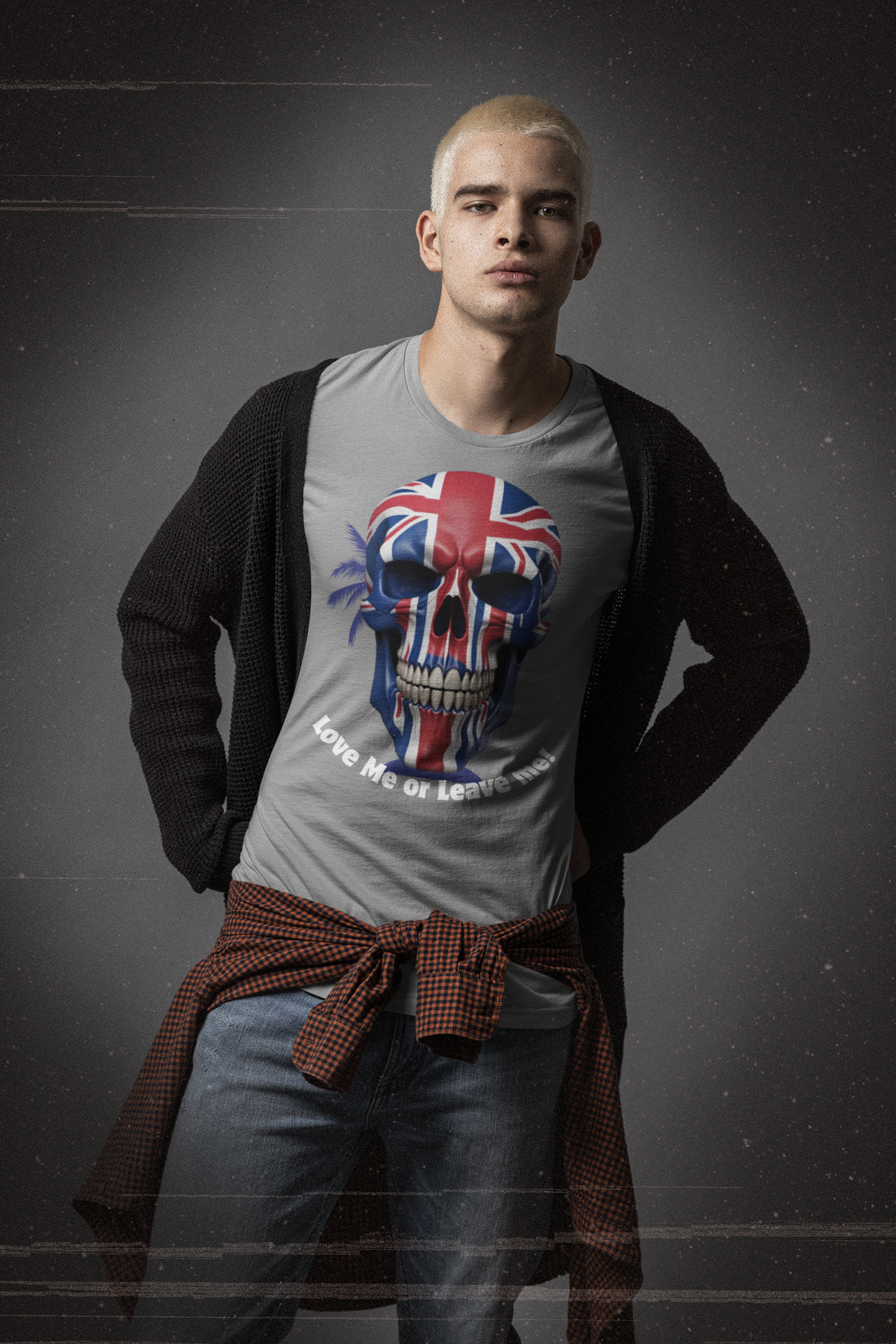 Patriotic British Skull Graphic Tee - Love Me or Leave Me, Casual Wear, Gift for Him/Her, Rock Style, Band Merchandise Round neck