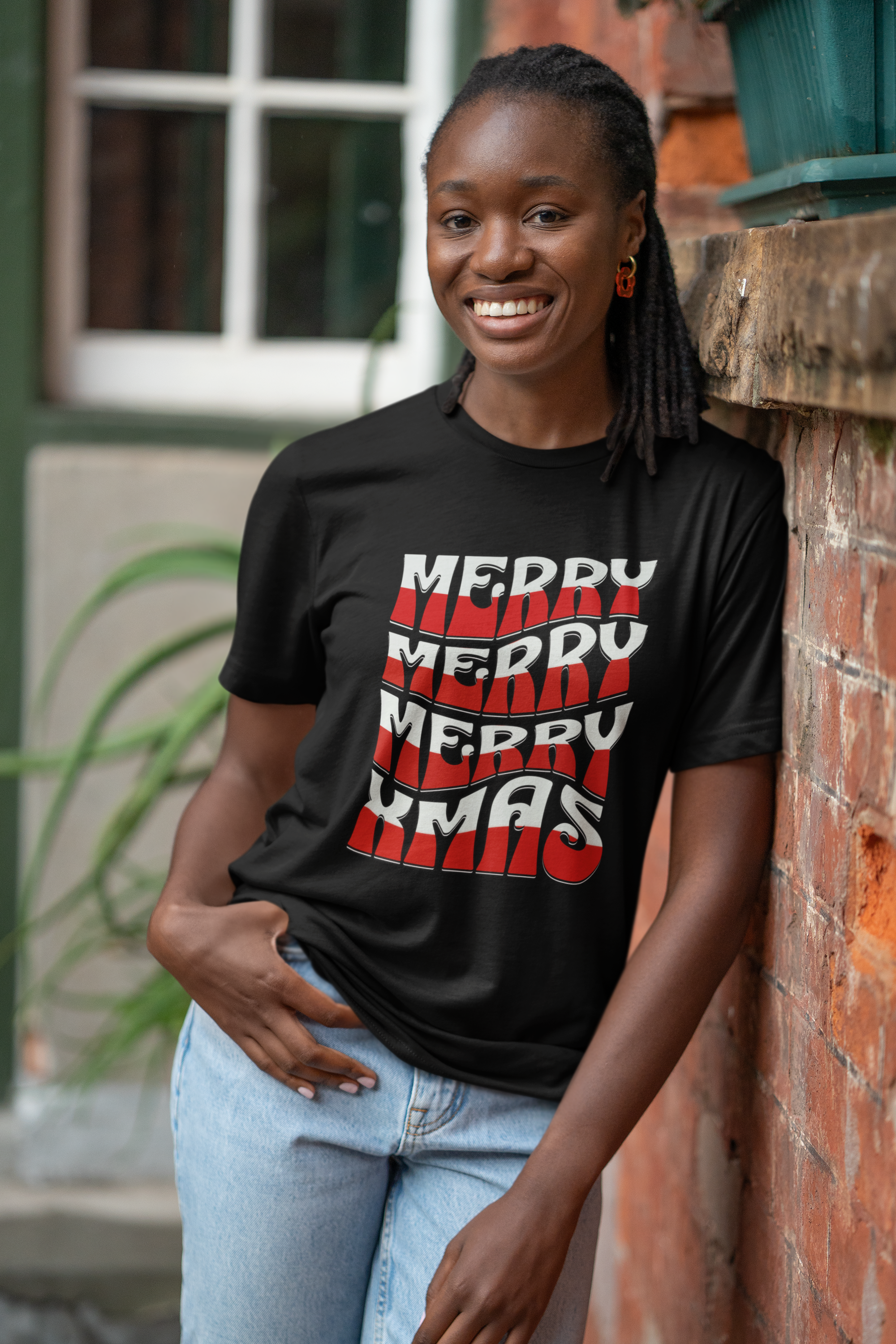Merry Christmas Retro Wave Tee — Retro Holiday Graphic T-Shirt
