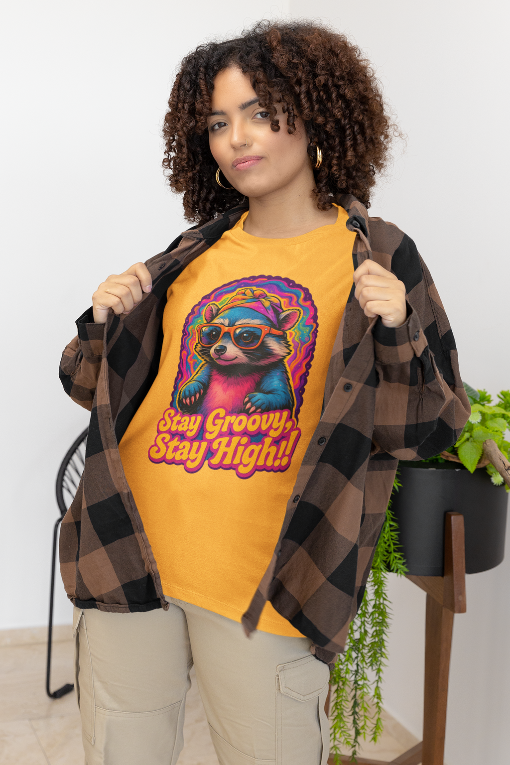 Stay Groovy Raccoon Tee - Unisex Jersey Short Sleeve T-Shirt