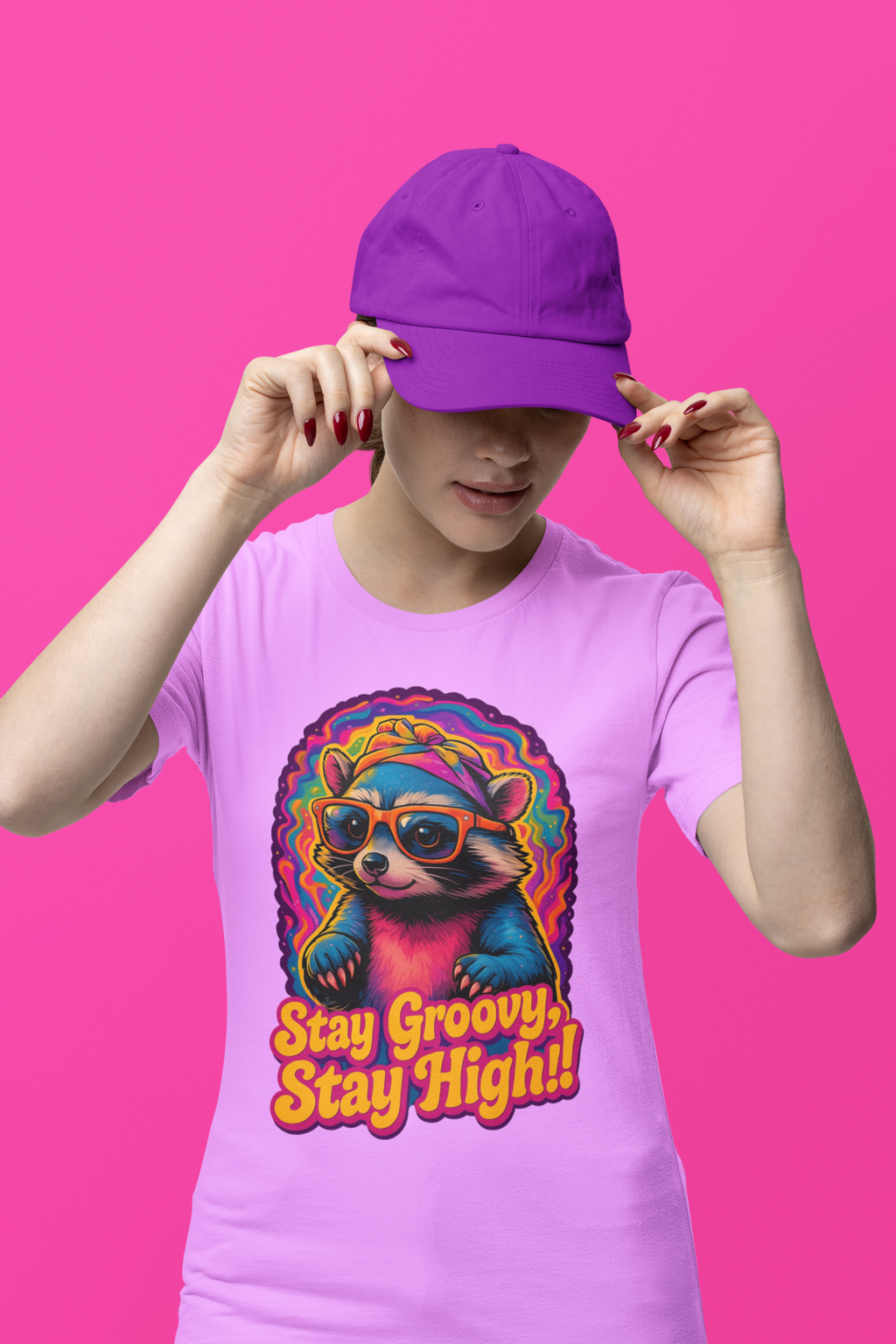 Stay Groovy Raccoon Tee - Unisex Jersey Short Sleeve T-Shirt