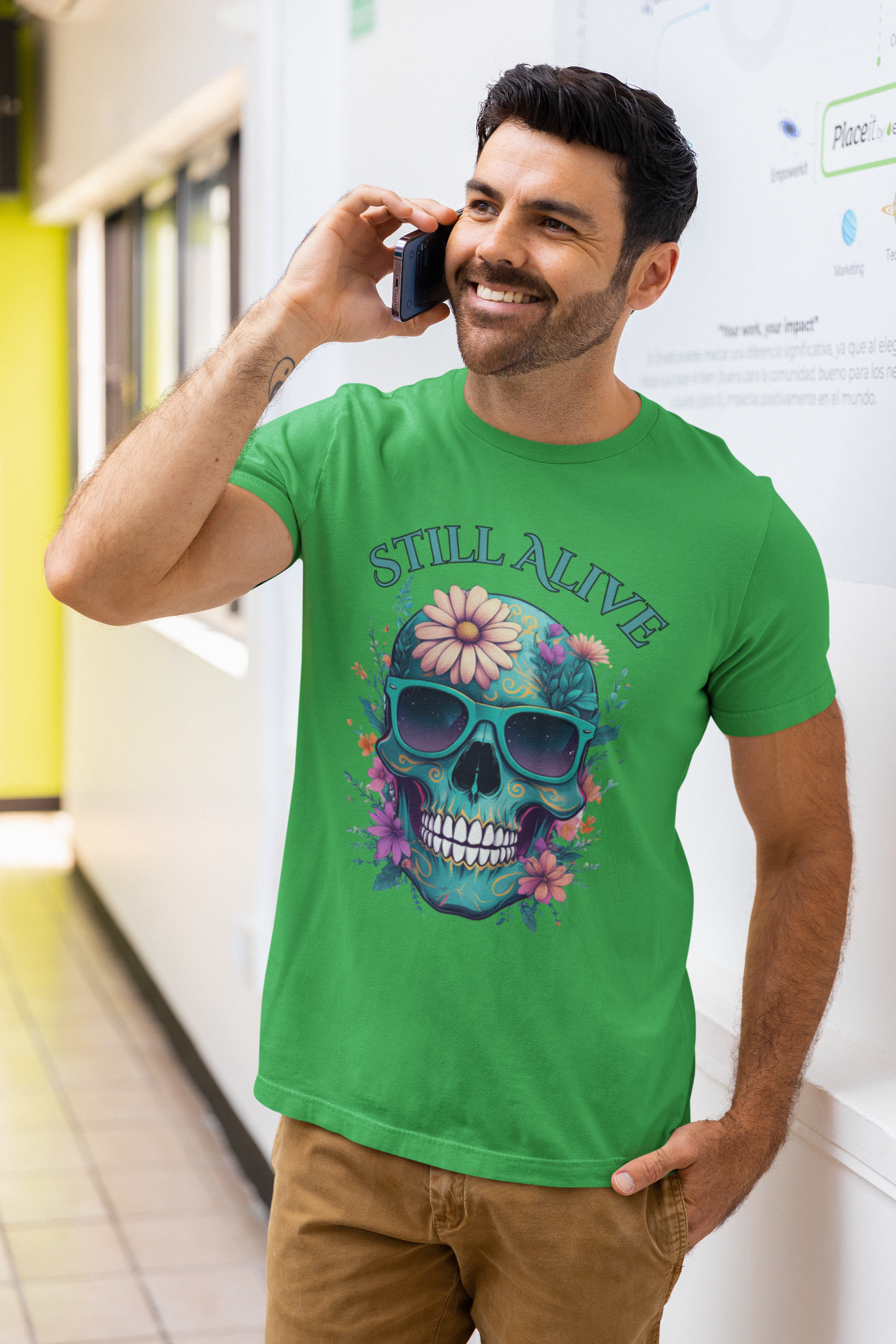 Skull Floral Graphic Tee - 'Still Alive' Unisex Jersey Shirt