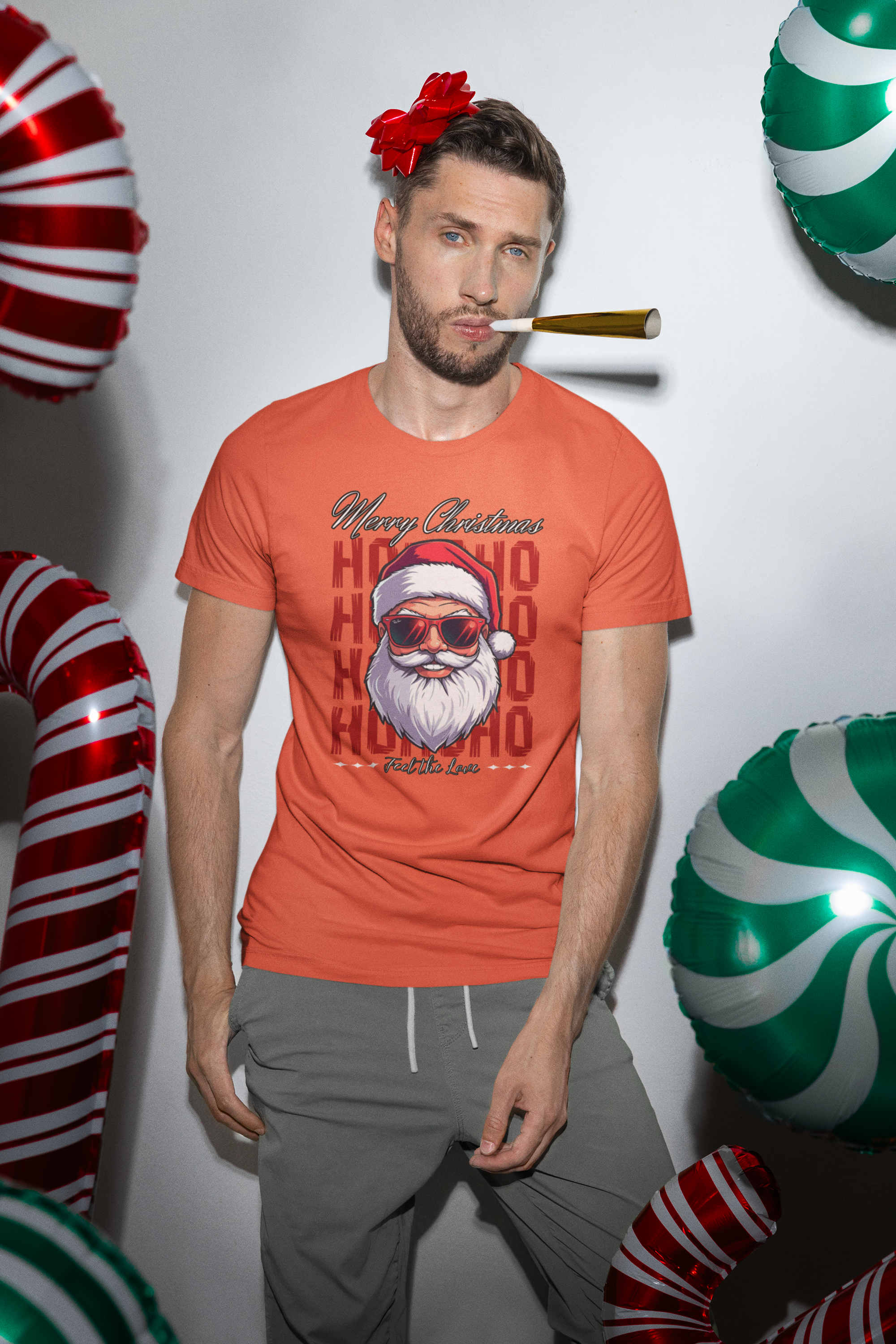 Ho Ho Ho Santa Sunglasses Christmas Tee — "Merry Christmas" Graphic Shirt