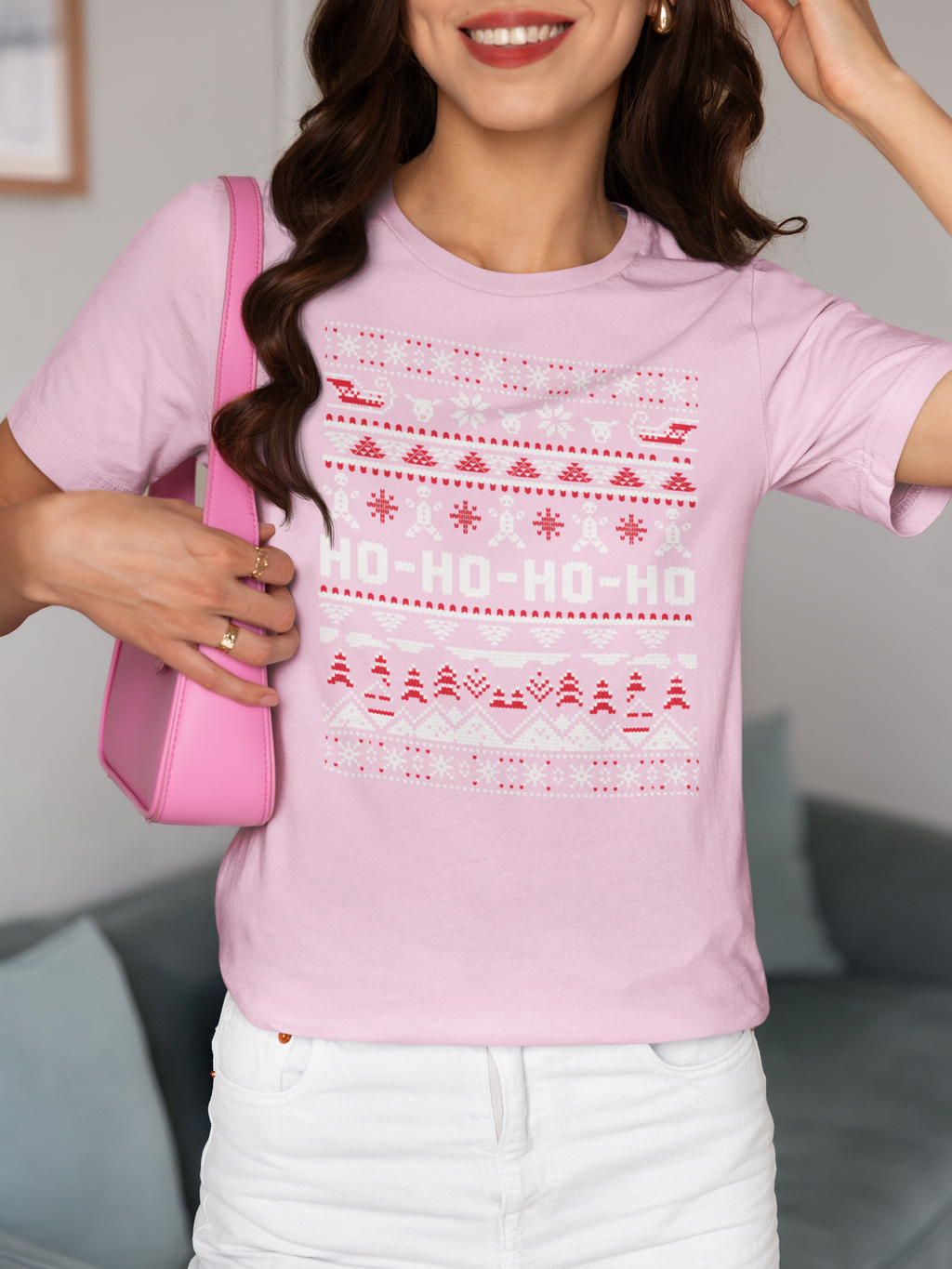 Ho-Ho-Ho Holiday Tee — Festive Christmas Sweater Print Shirt