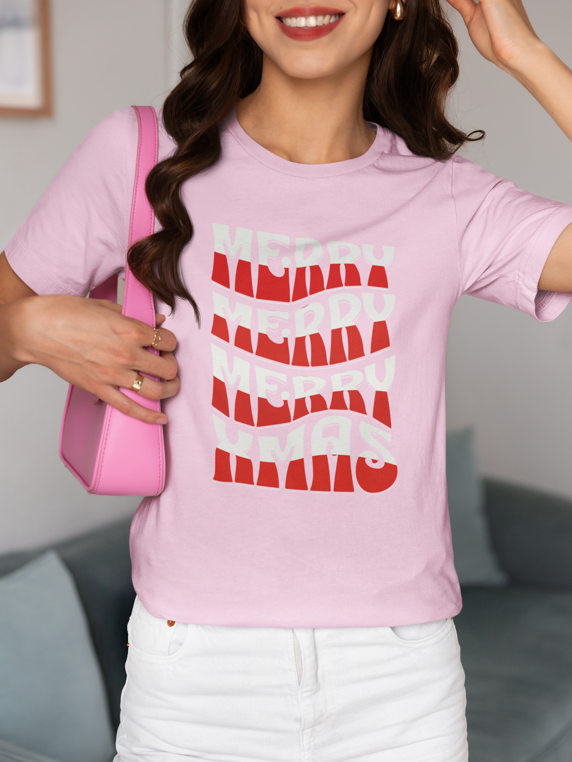 Merry Christmas Retro Wave Tee — Retro Holiday Graphic T-Shirt