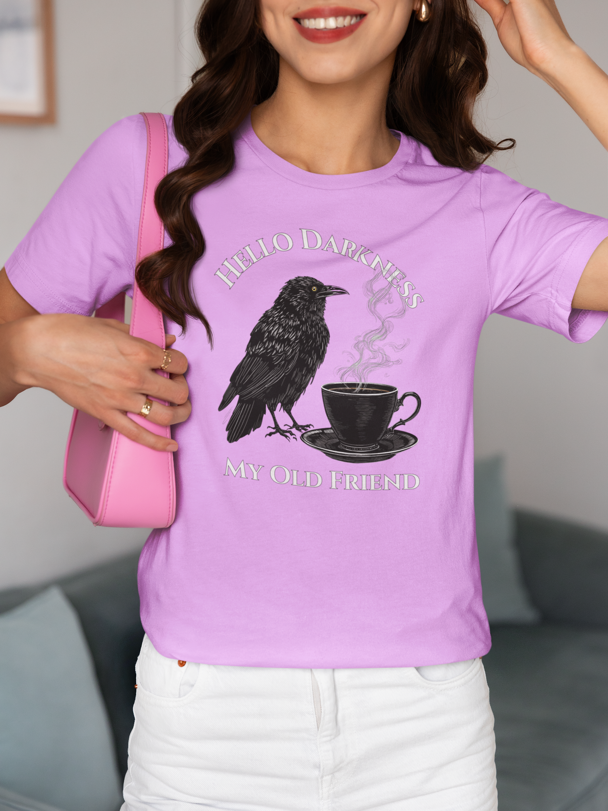Hello Darkness My Old Friend Raven Coffee T‑Shirt