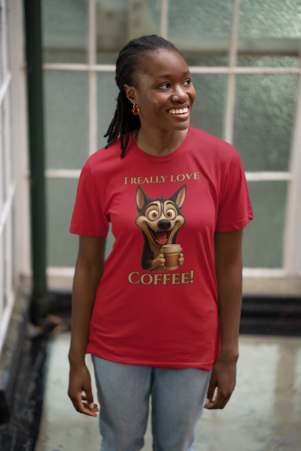 Coffee-Loving Dog Unisex Tee
