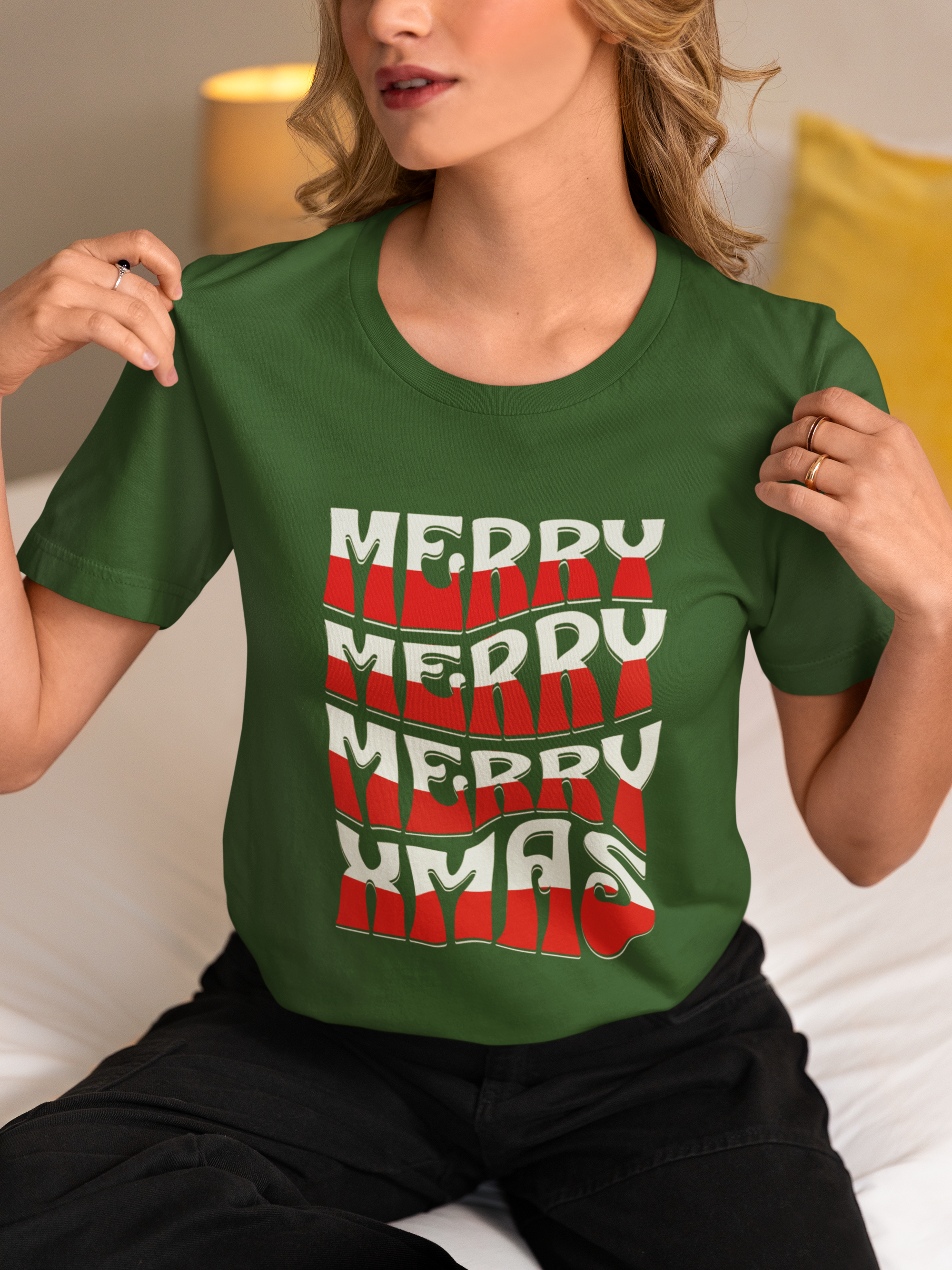 Merry Christmas Retro Wave Tee — Retro Holiday Graphic T-Shirt
