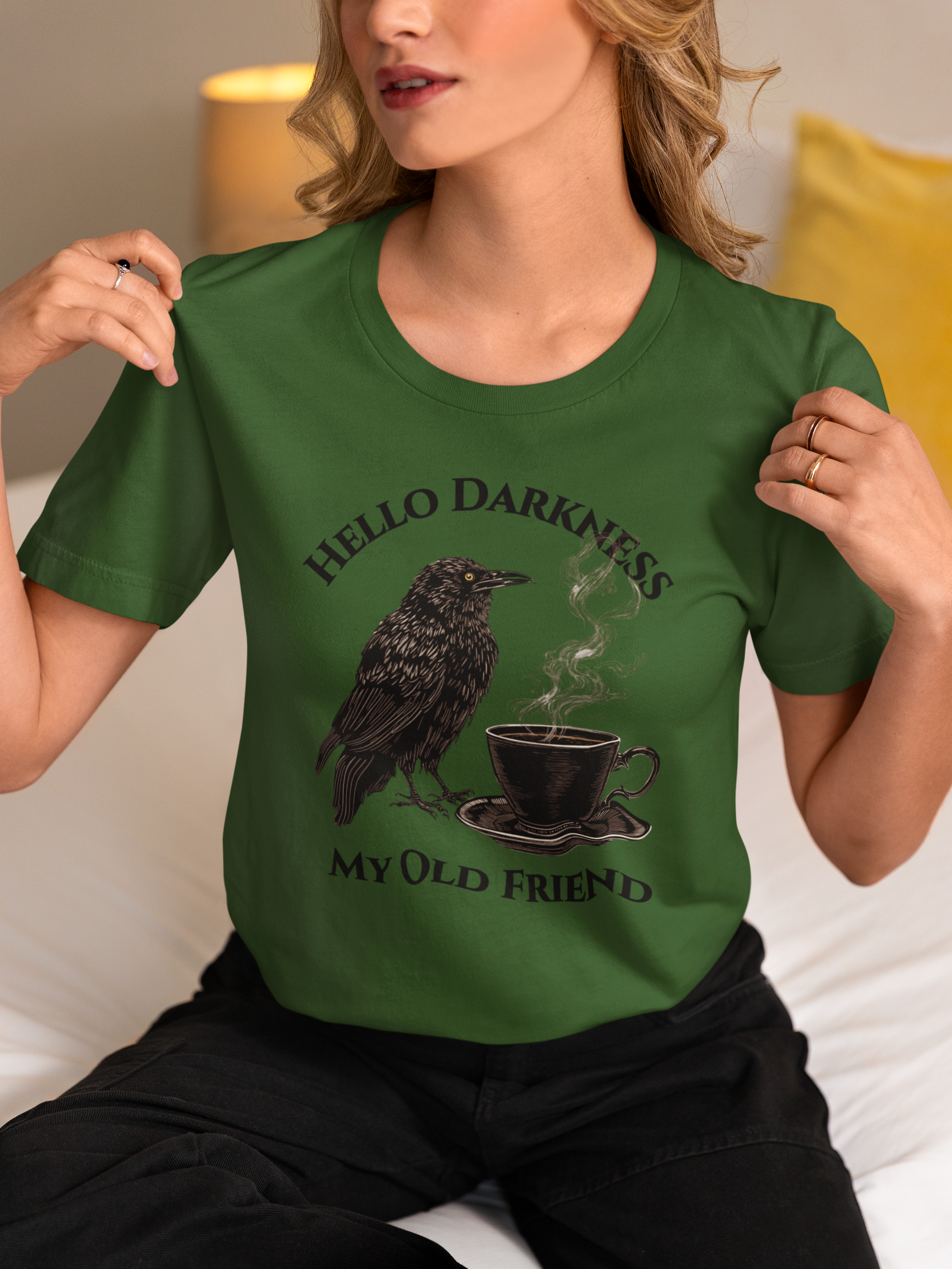 Hello Darkness My Old Friend Raven Coffee Tee