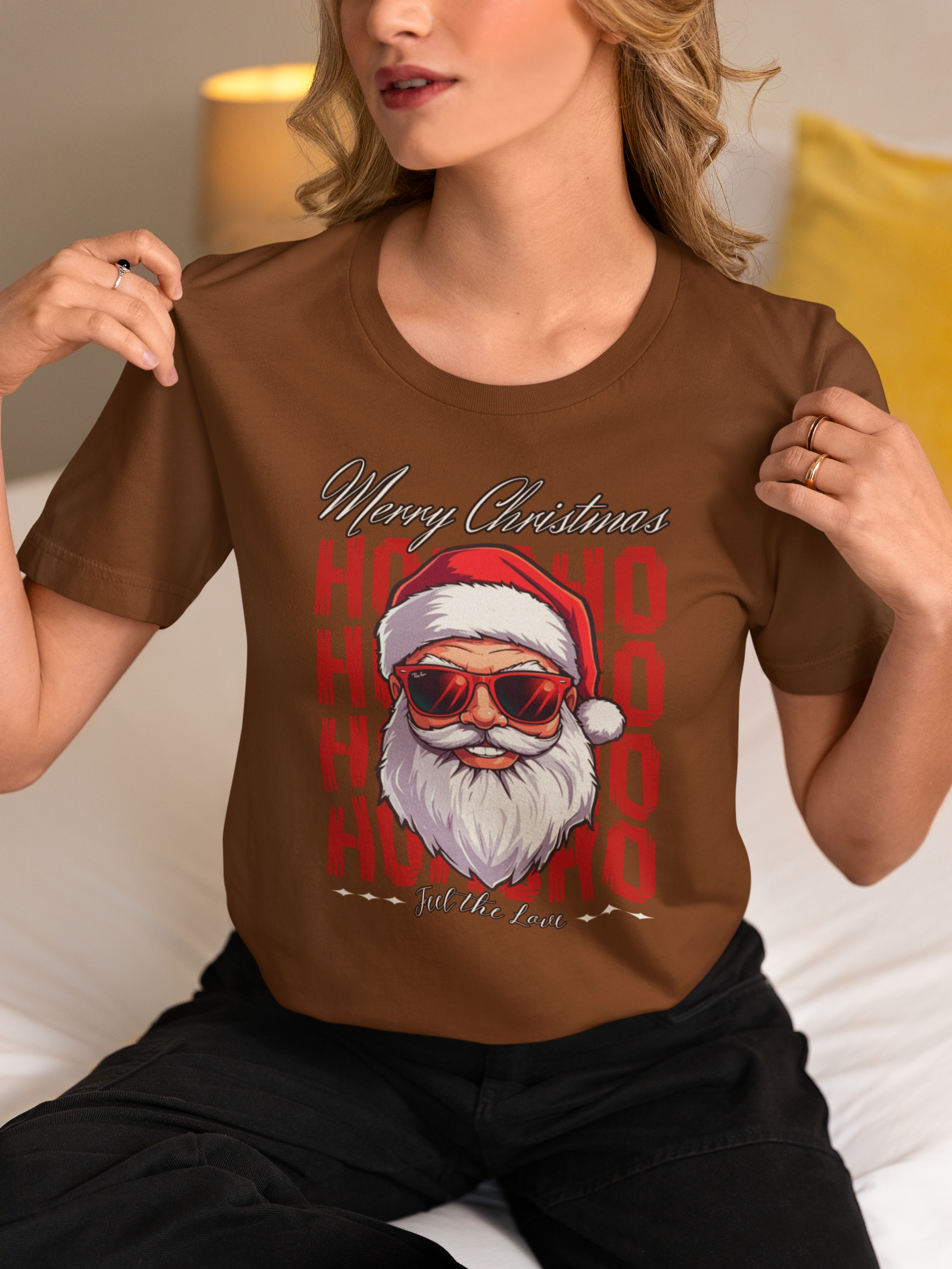 Ho Ho Ho Santa Sunglasses Christmas Tee — "Merry Christmas" Graphic Shirt