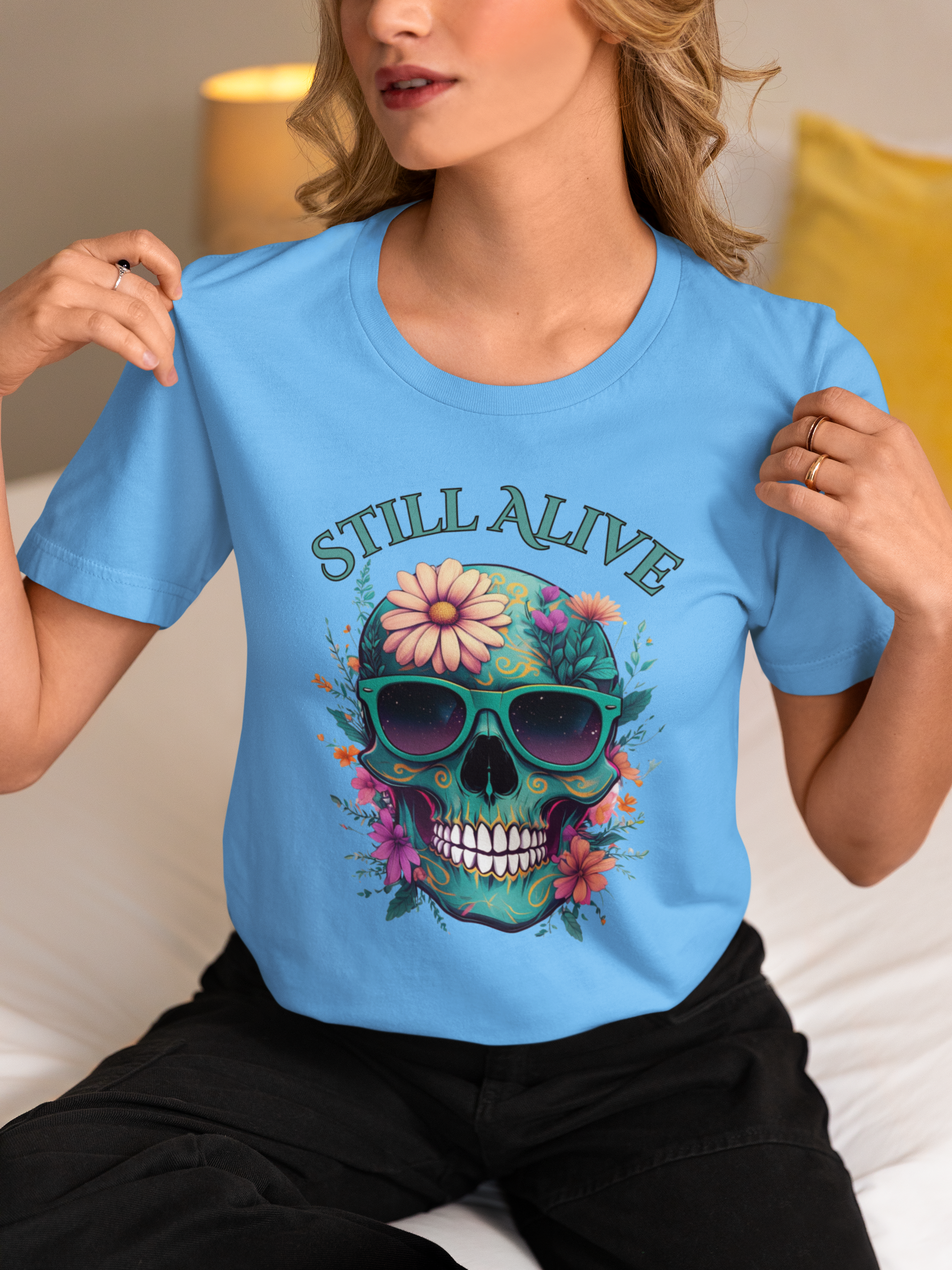 Skull Floral Graphic Tee - 'Still Alive' Unisex Jersey Shirt