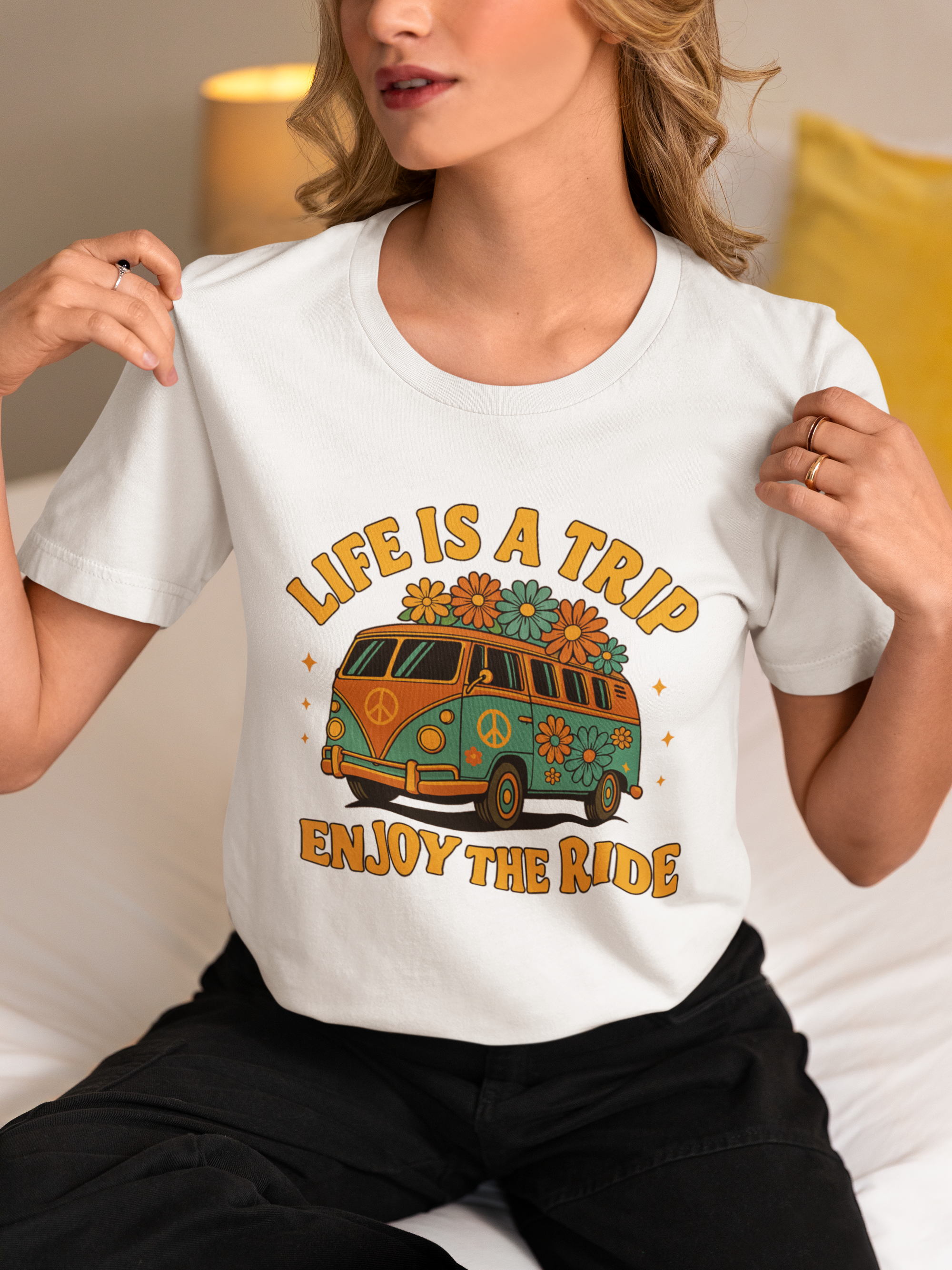 Retro Peace Van T-Shirt - "Life is a Trip, Enjoy the Ride"
