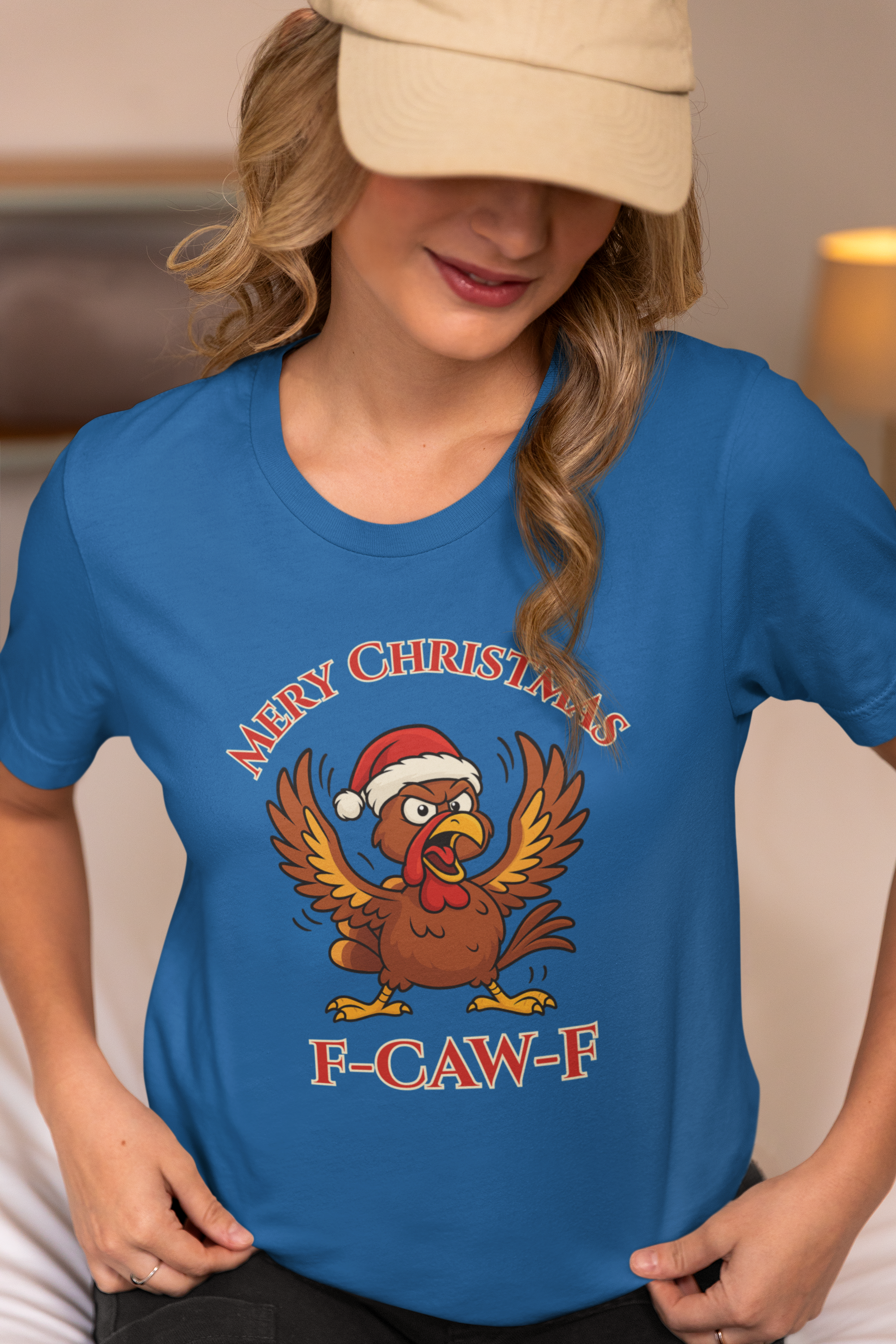 Funny Christmas Turkey Tee - "F-CAW-F" Unisex Short Sleeve T-Shirt
