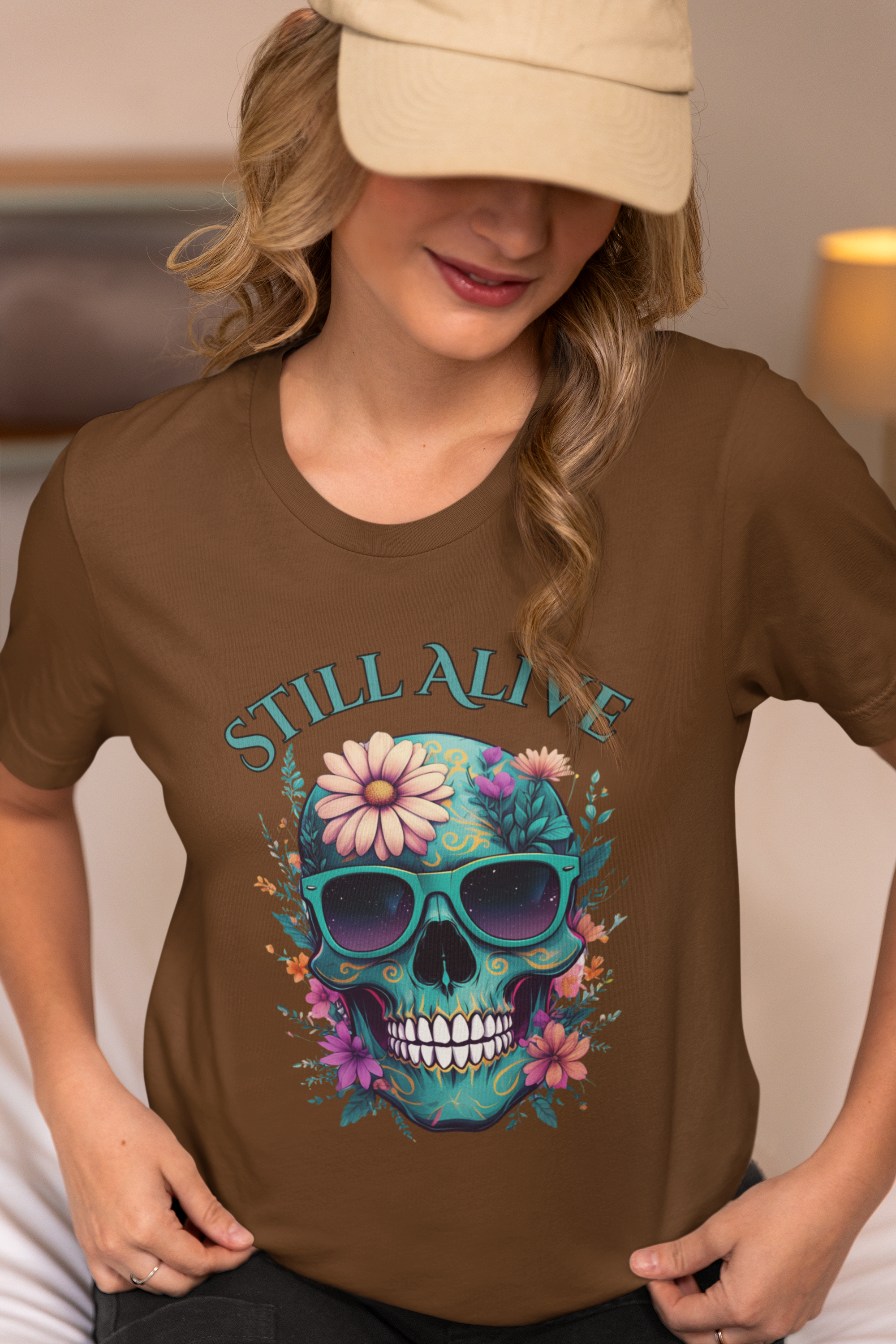 Skull Floral Graphic Tee - 'Still Alive' Unisex Jersey Shirt