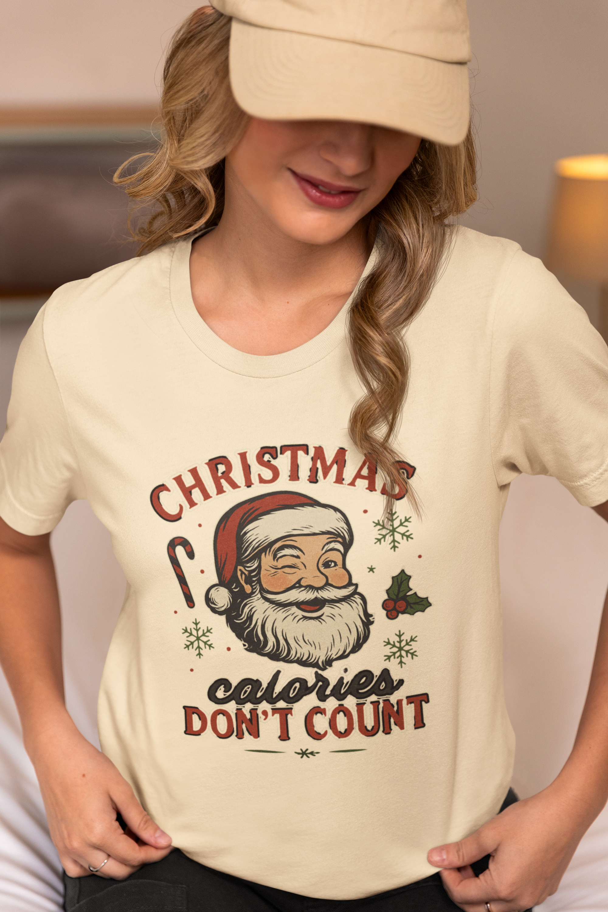 Christmas Calories Don't Count Tee — Vintage Santa Holiday T‑Shirt