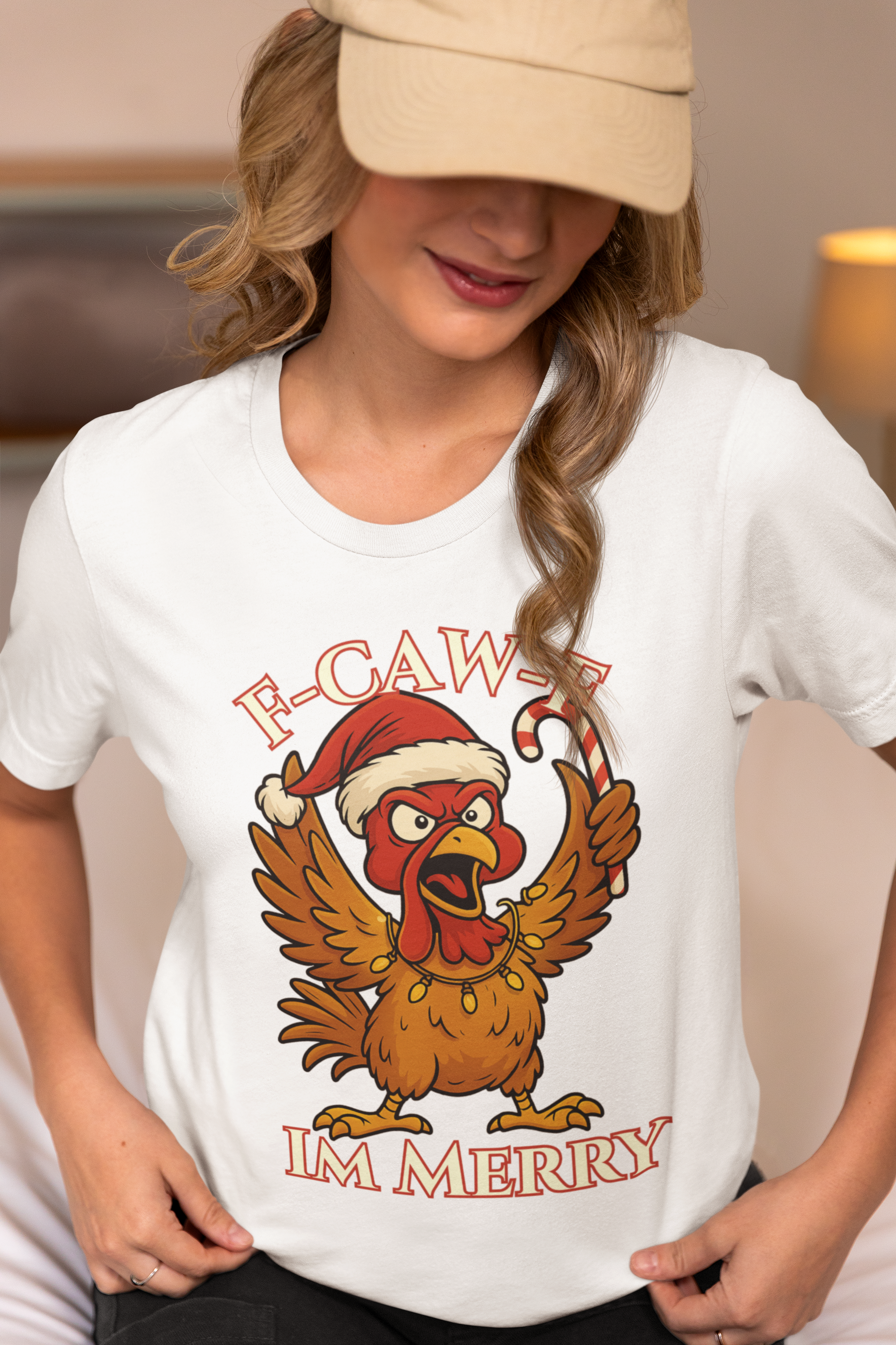 Festive Funny Christmas Tee - "F-Caw-E, I'm Merry"